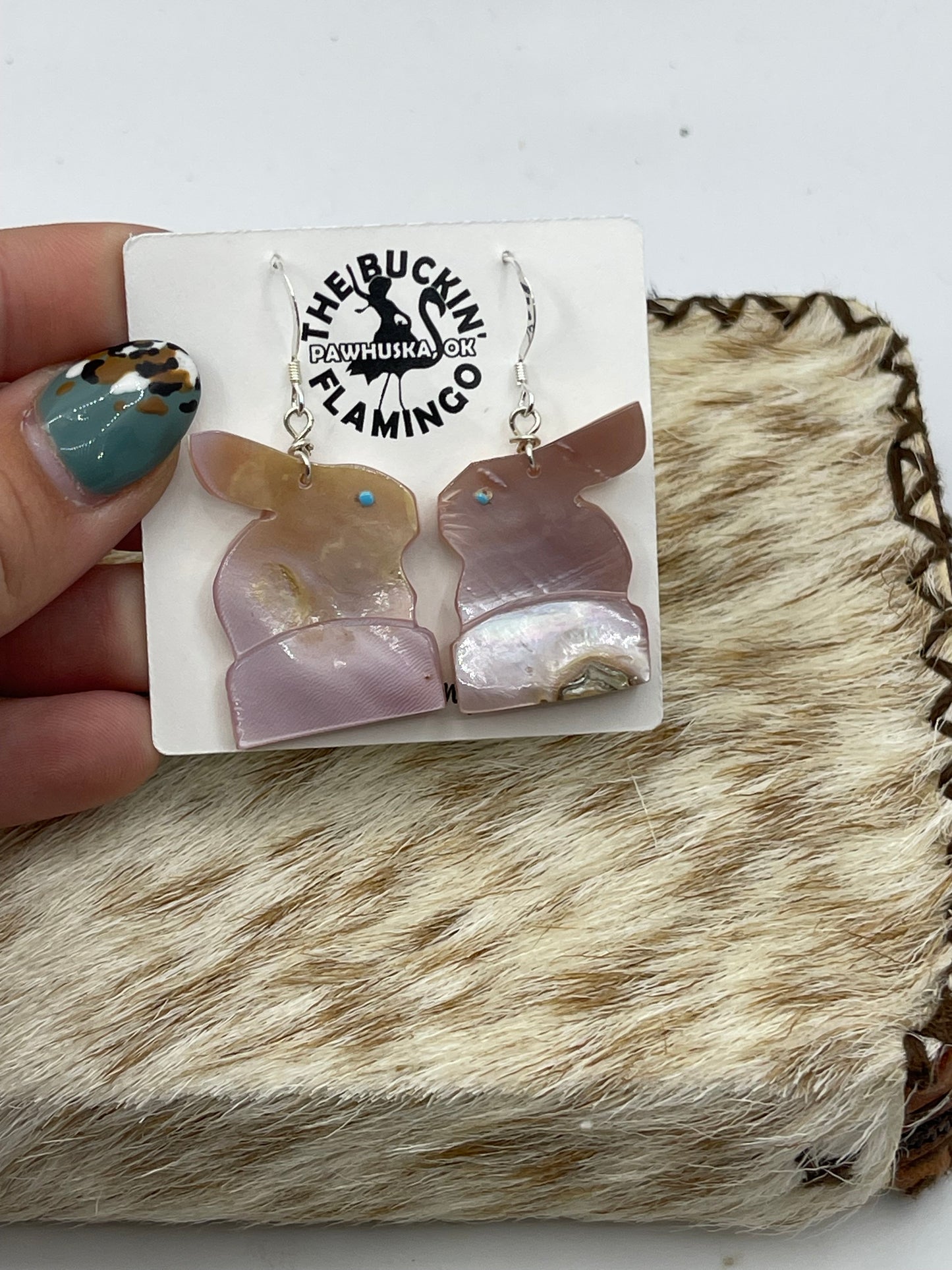 Mother of Pearl Bunny Dangle Earrings