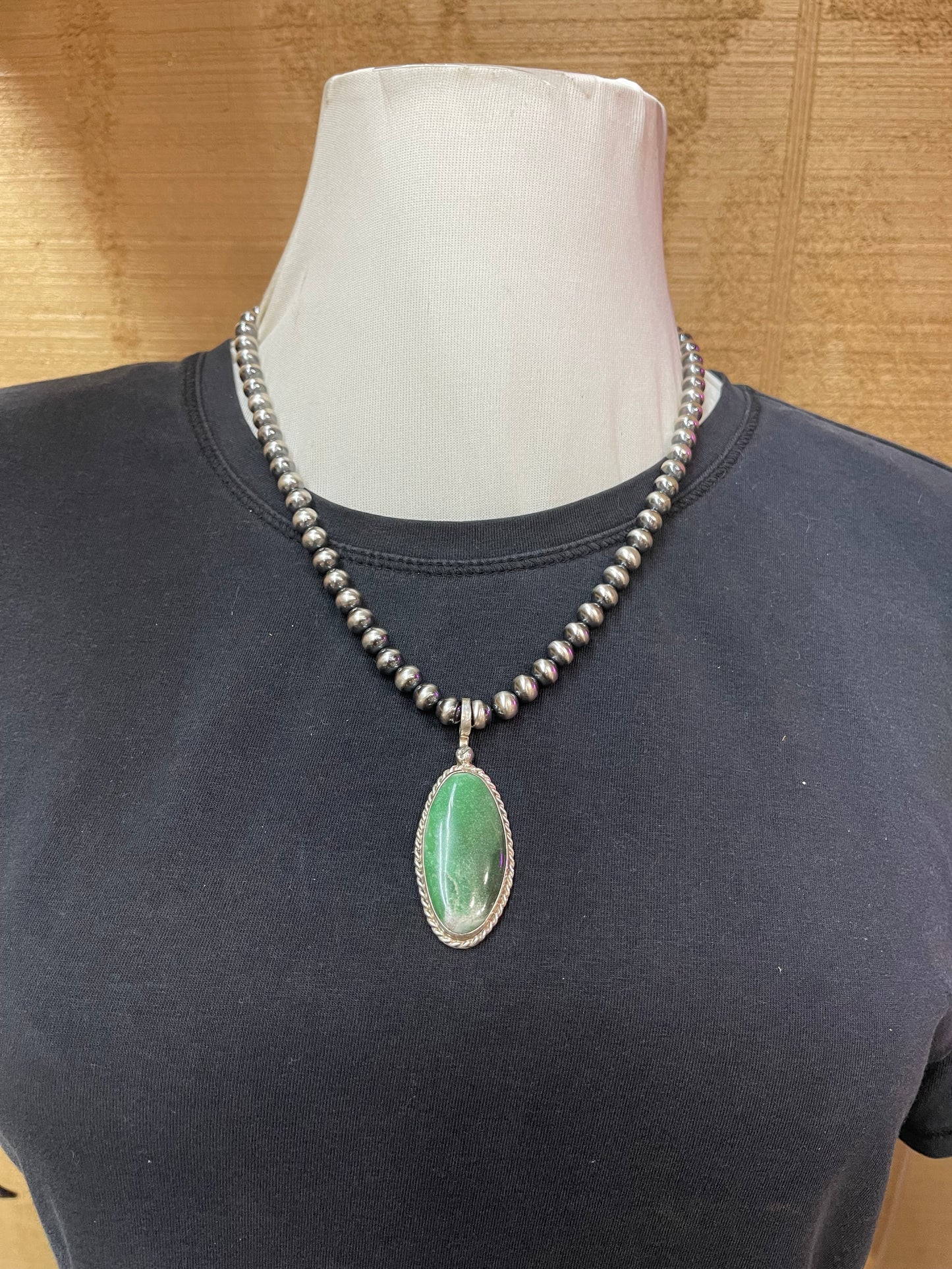 Green Turquoise Shepherds Hook Pendent