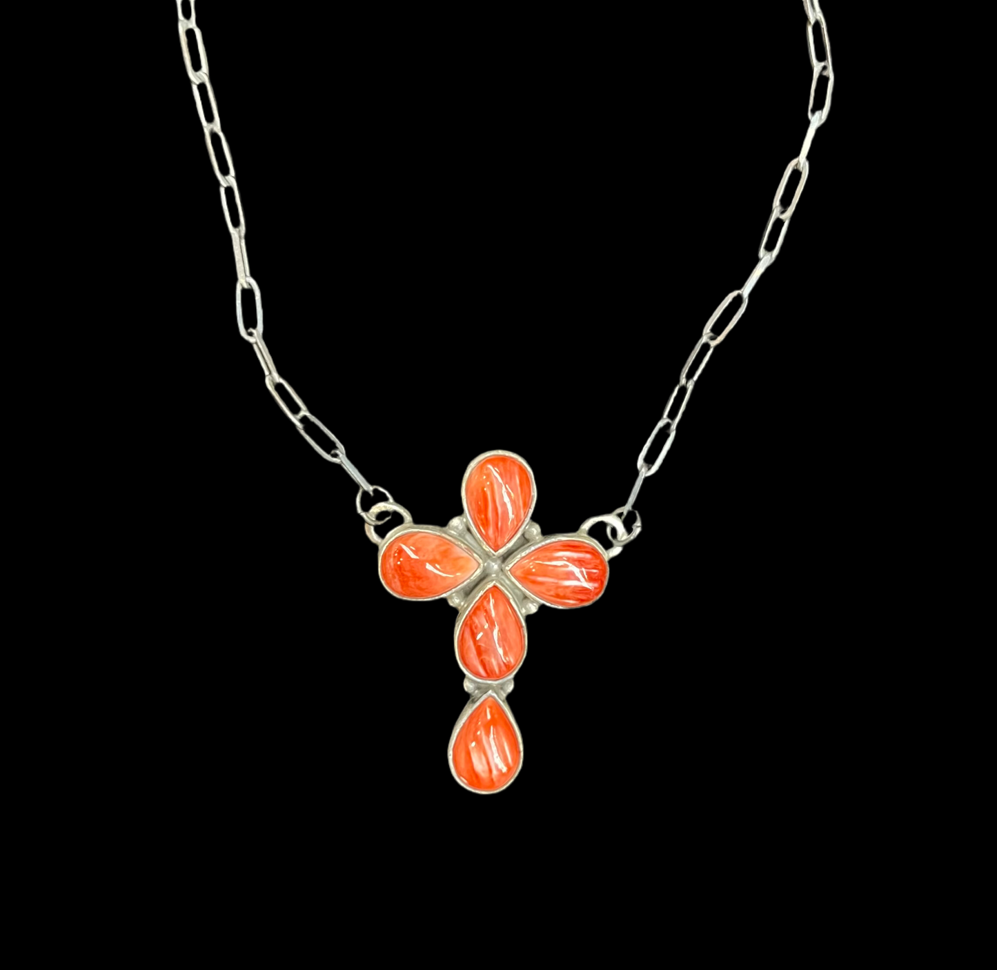 Red Spiny Oyster Shell Cross Necklace