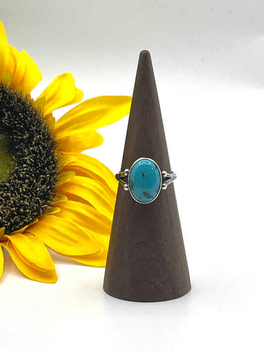10.0 Oval Turquoise Ring by Jefferson Henie, Navajo
