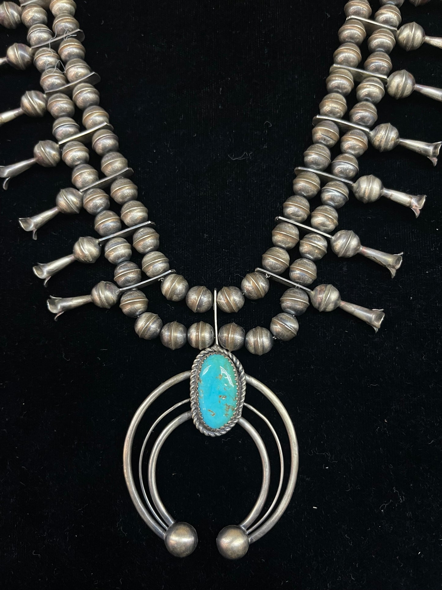 20" Turquoise Naja Squash Blossom Necklace