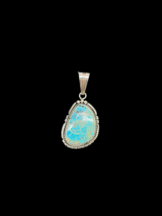 Kingman Turquoise Pendant by Samuel Yellowhair, Navajo