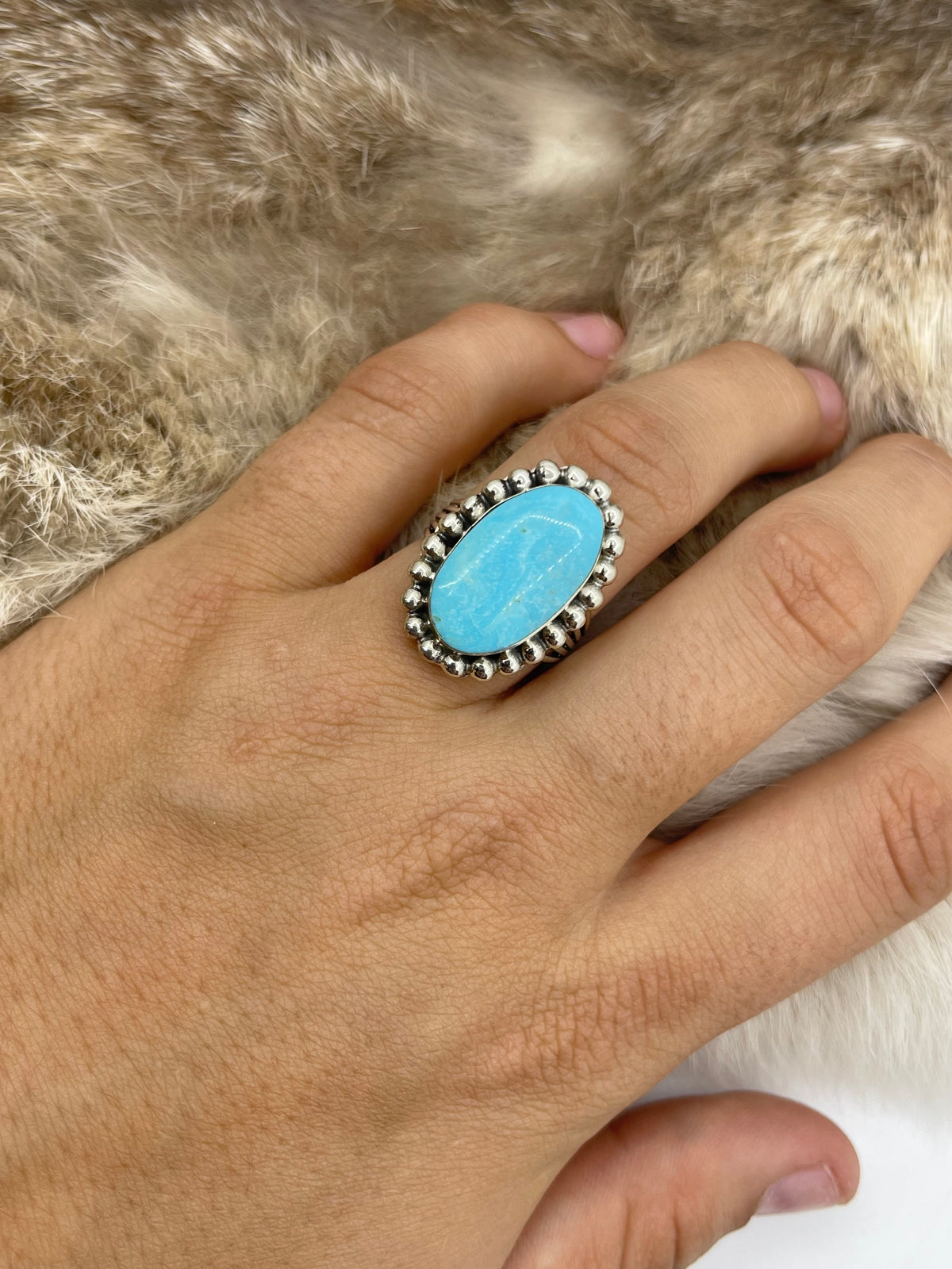 7.5 Turquoise Ring by James Bahe, Navajo