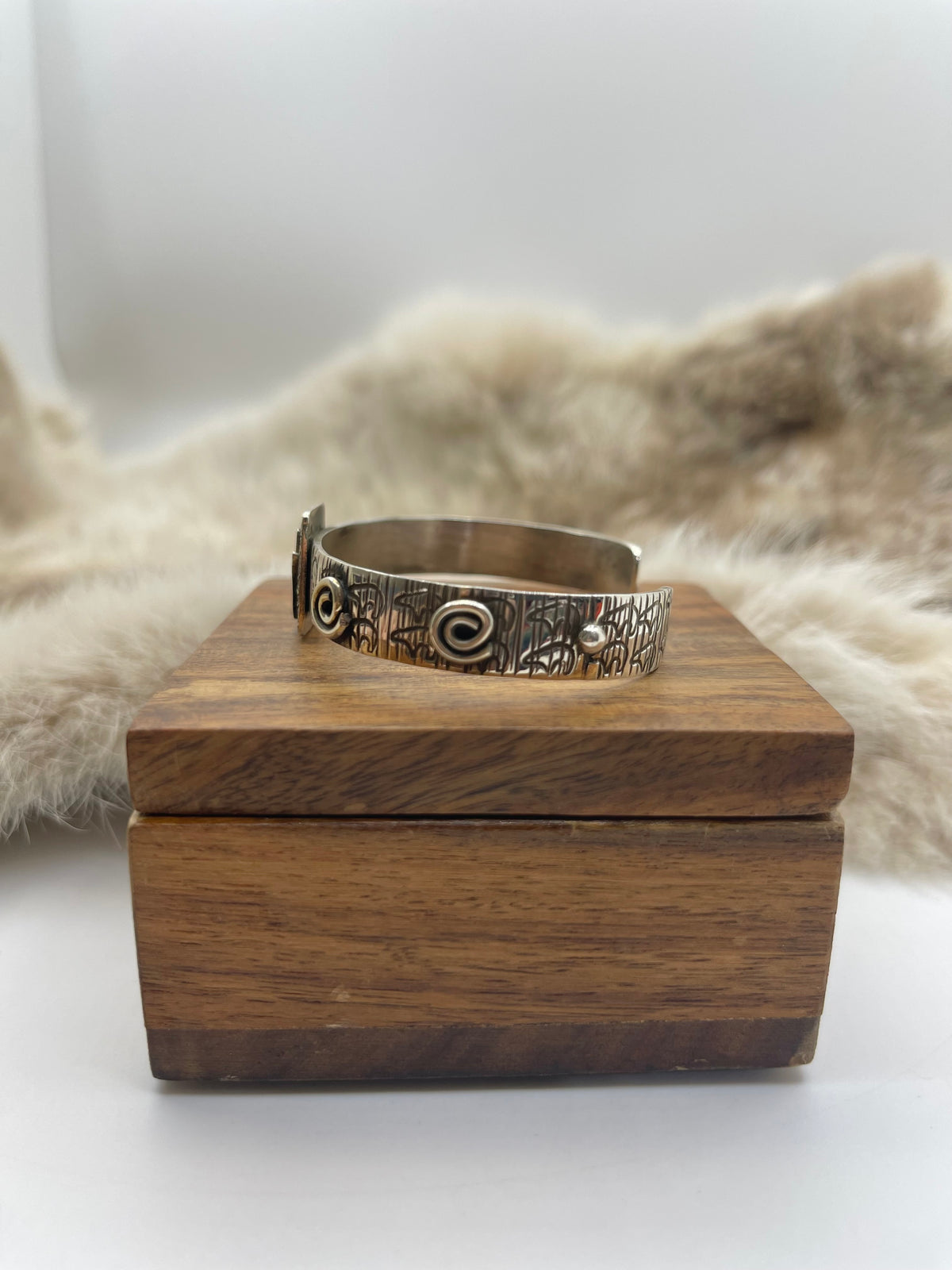6"-7" Mini Hand Petroglyph Cuff by Alex Sanchez, Navajo