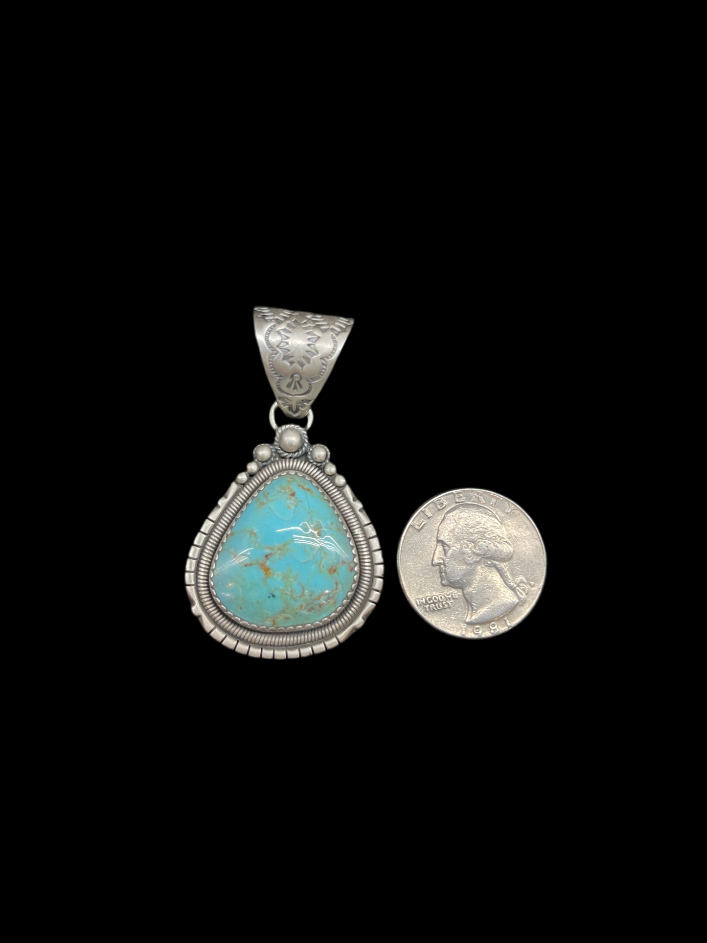 10.9mm Bale Kingman Turquoise Pendant by Zia