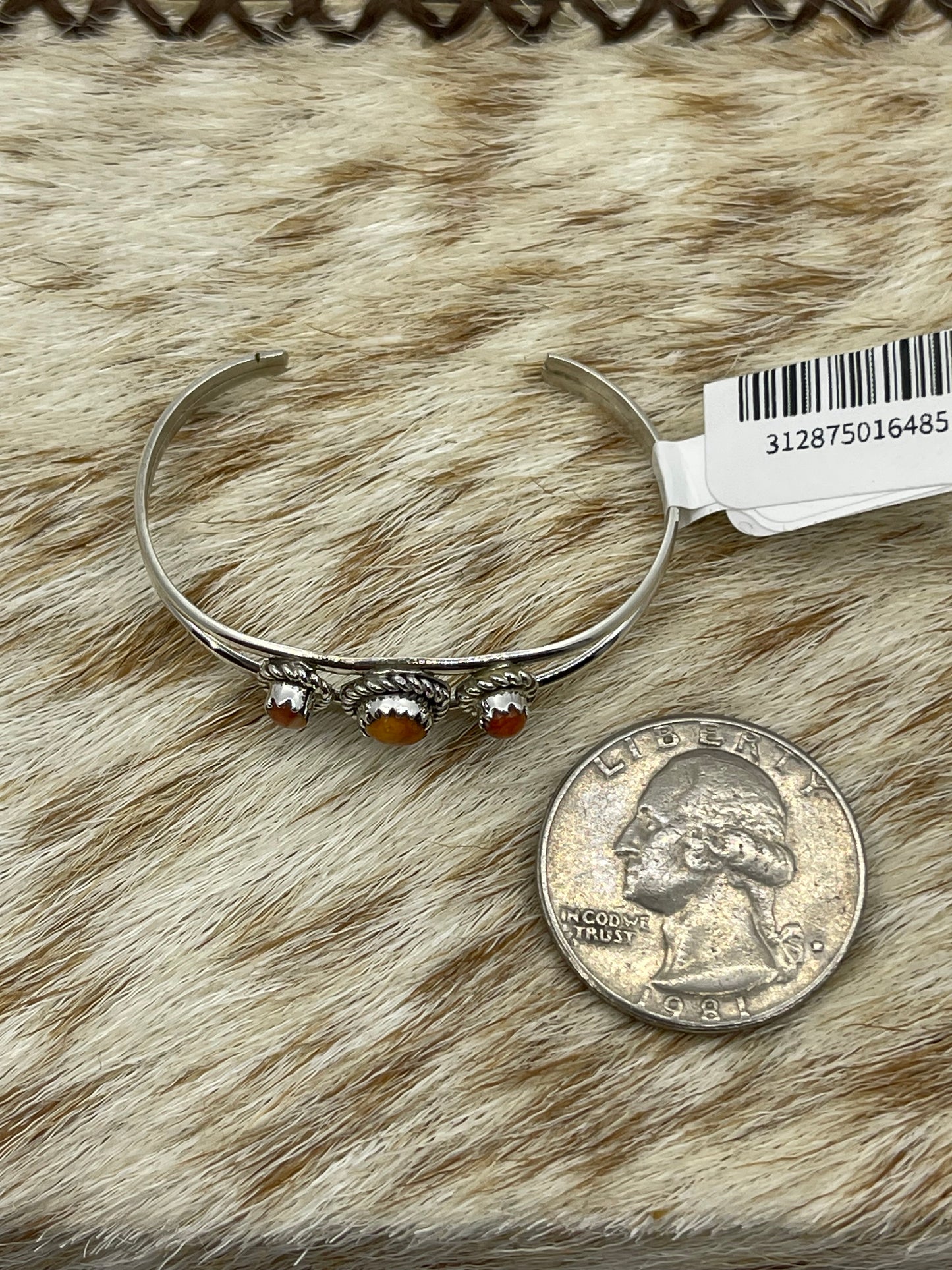 Orange Spiny Oyster Baby Bracelet by Judy Lincoln, Navajo