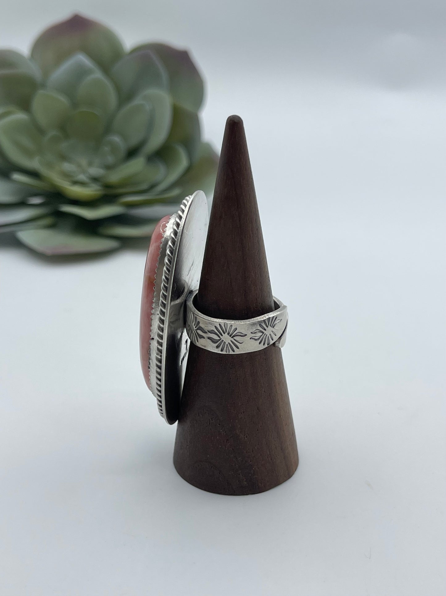 Adjustable Rhodochrosite Ring by Jeff Largo, Navajo
