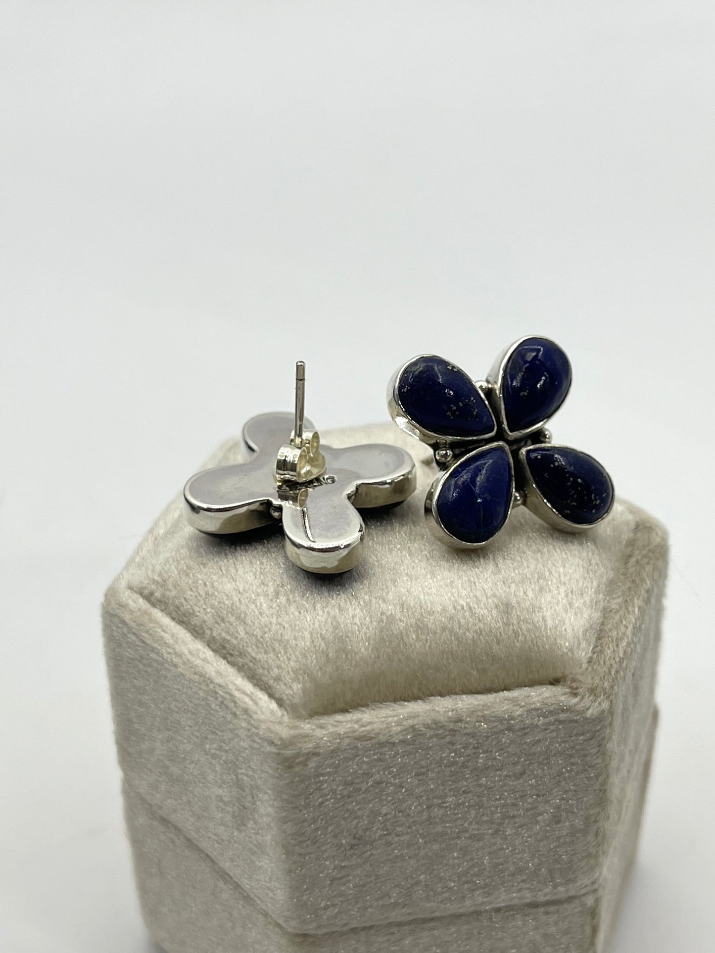 Blue Lapis Cross Shaped Post Earrings