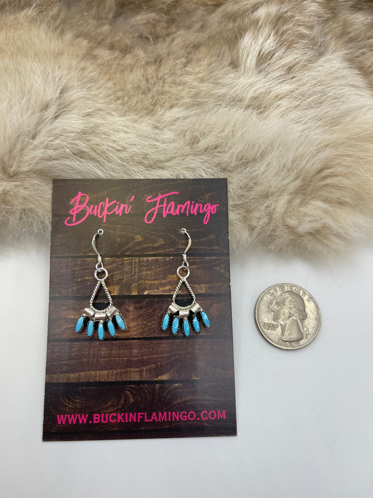 LOT 16 9/20 Sleeping Beauty Turquoise Needlepoint Necklace & Earring Set by Evonne Hutstito, Zuni