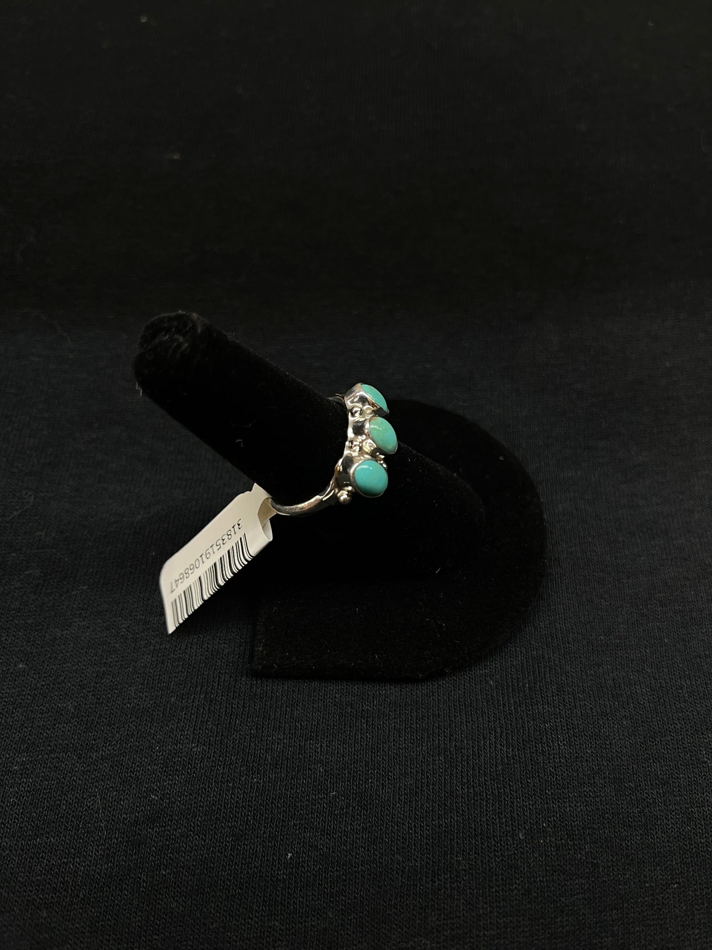 4.0 3 Stone Turquoise Ring by Harris Largo, Navajo