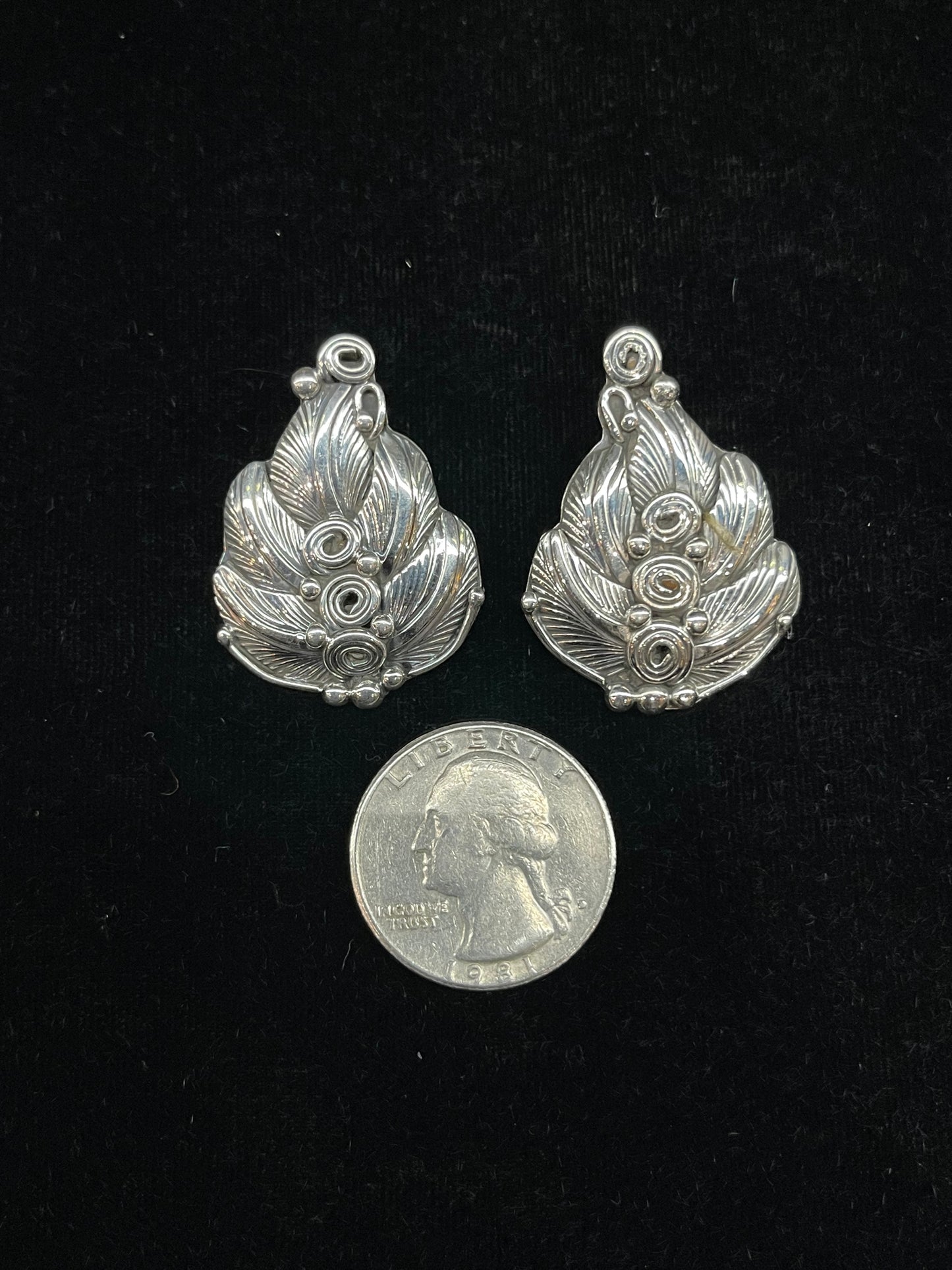 Sterling Silver Leaf Post Earrings by Darrell Morgan, Navajo