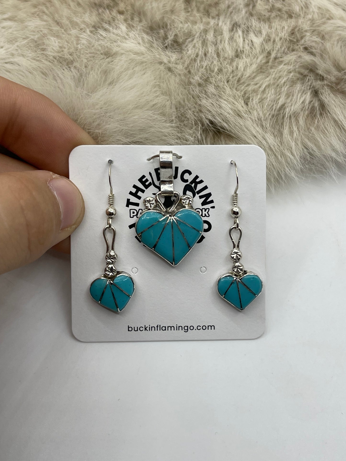 Turquoise Earring & Pendant Set by Ola Eriacho