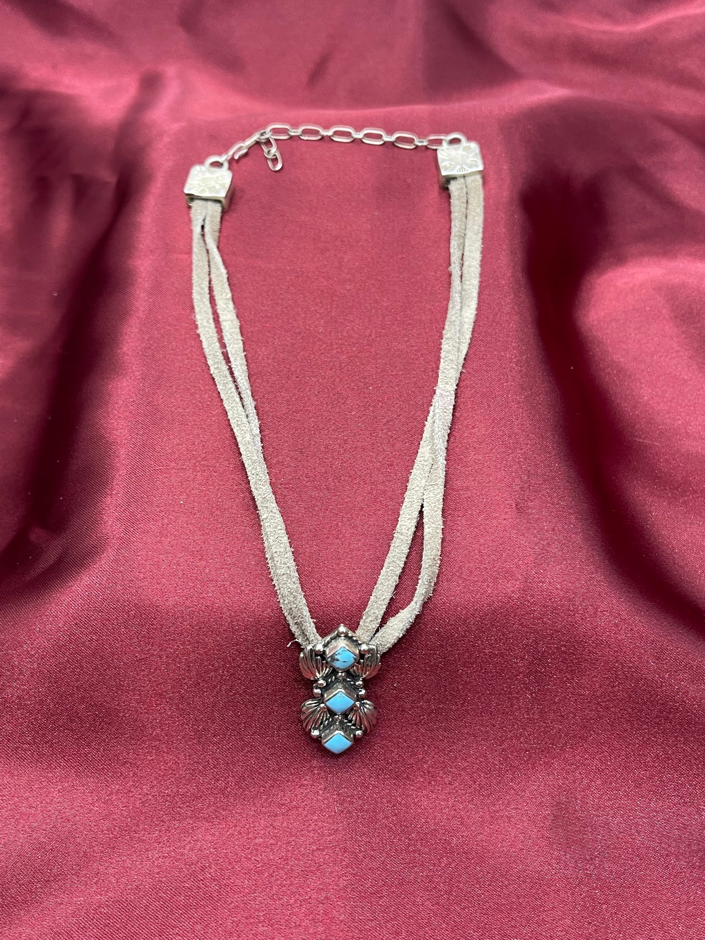 Leather and Turquoise Choker Necklace