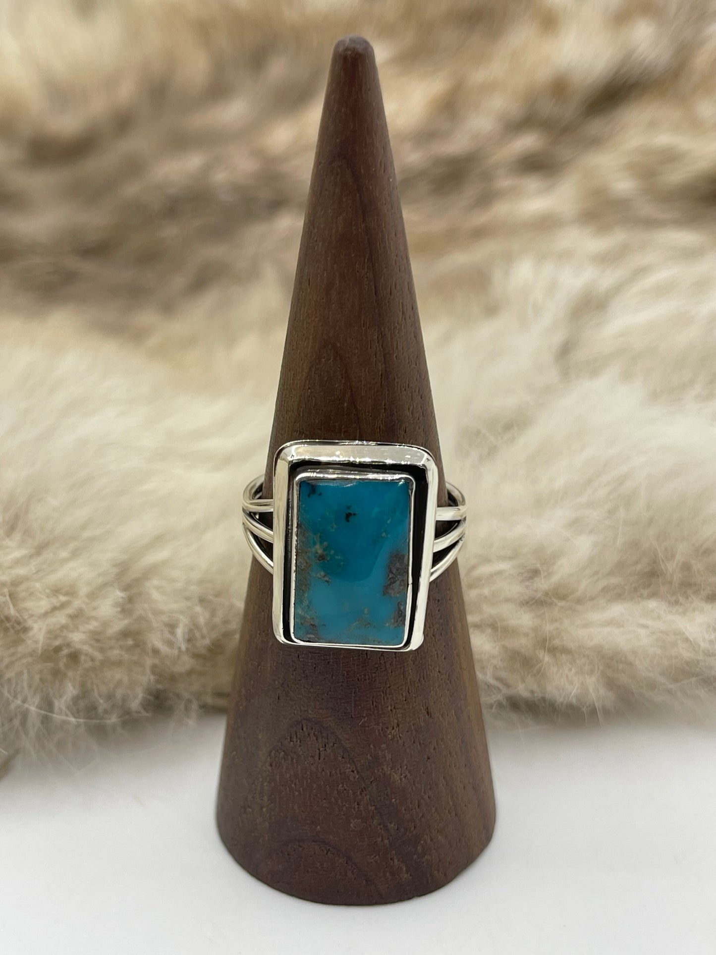 6.5 Square Turquoise Ring by Jason Bahe, Navajo