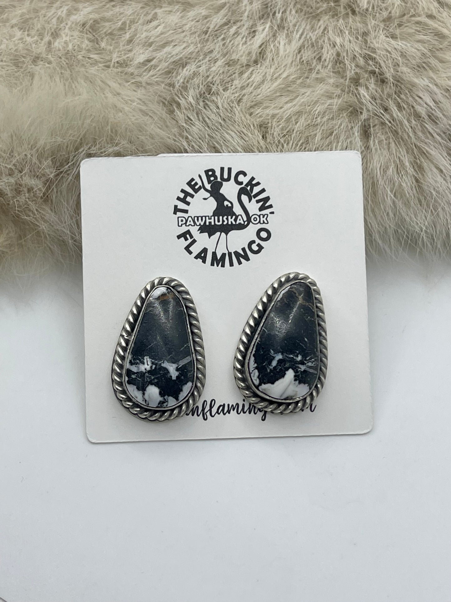 White Buffalo Post Earring by Paul Largo, Navajo