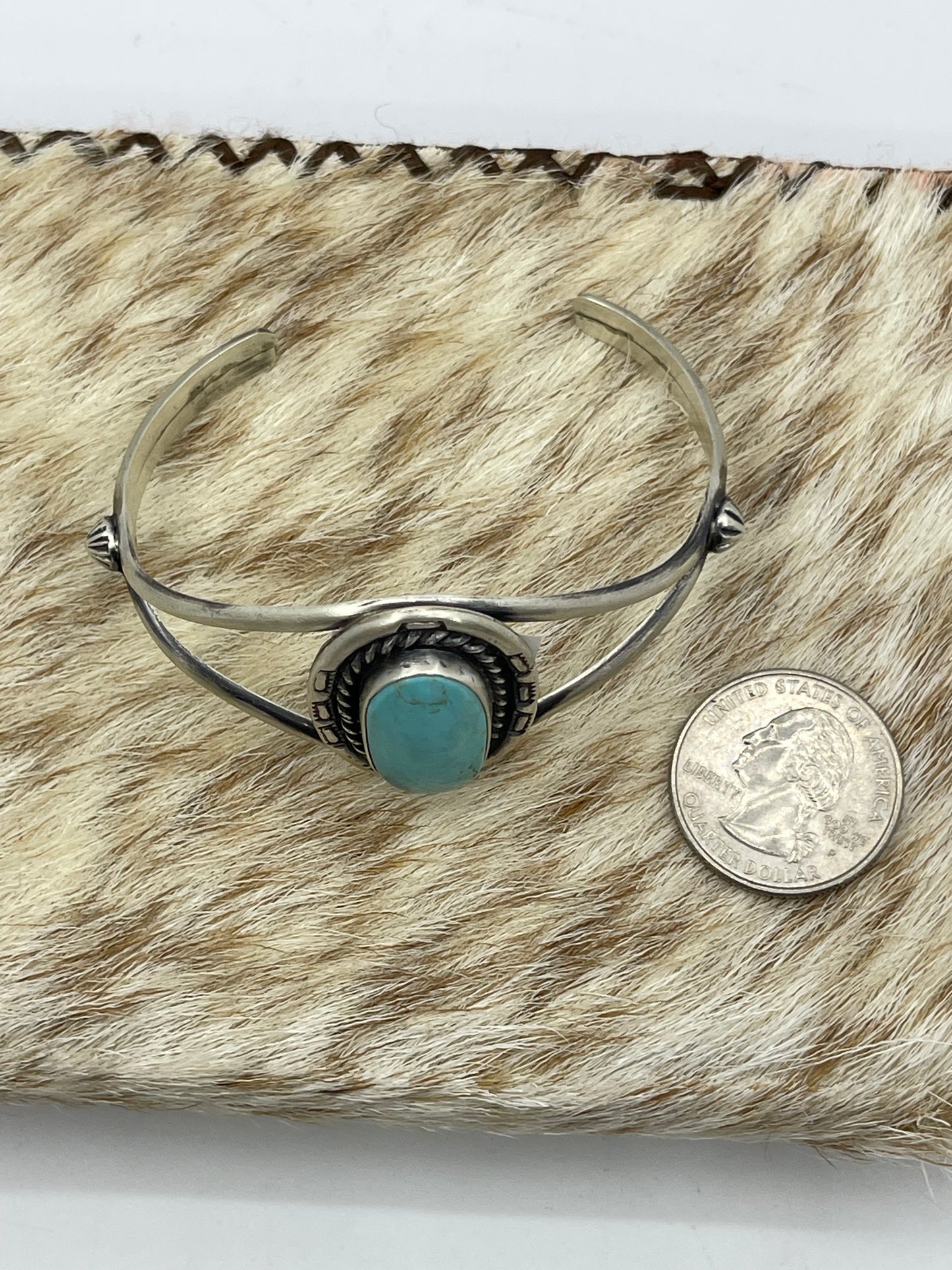 5 3/4"-7 1/4" Kingman Turquoise Cuff by Augustine Largo, Navajo