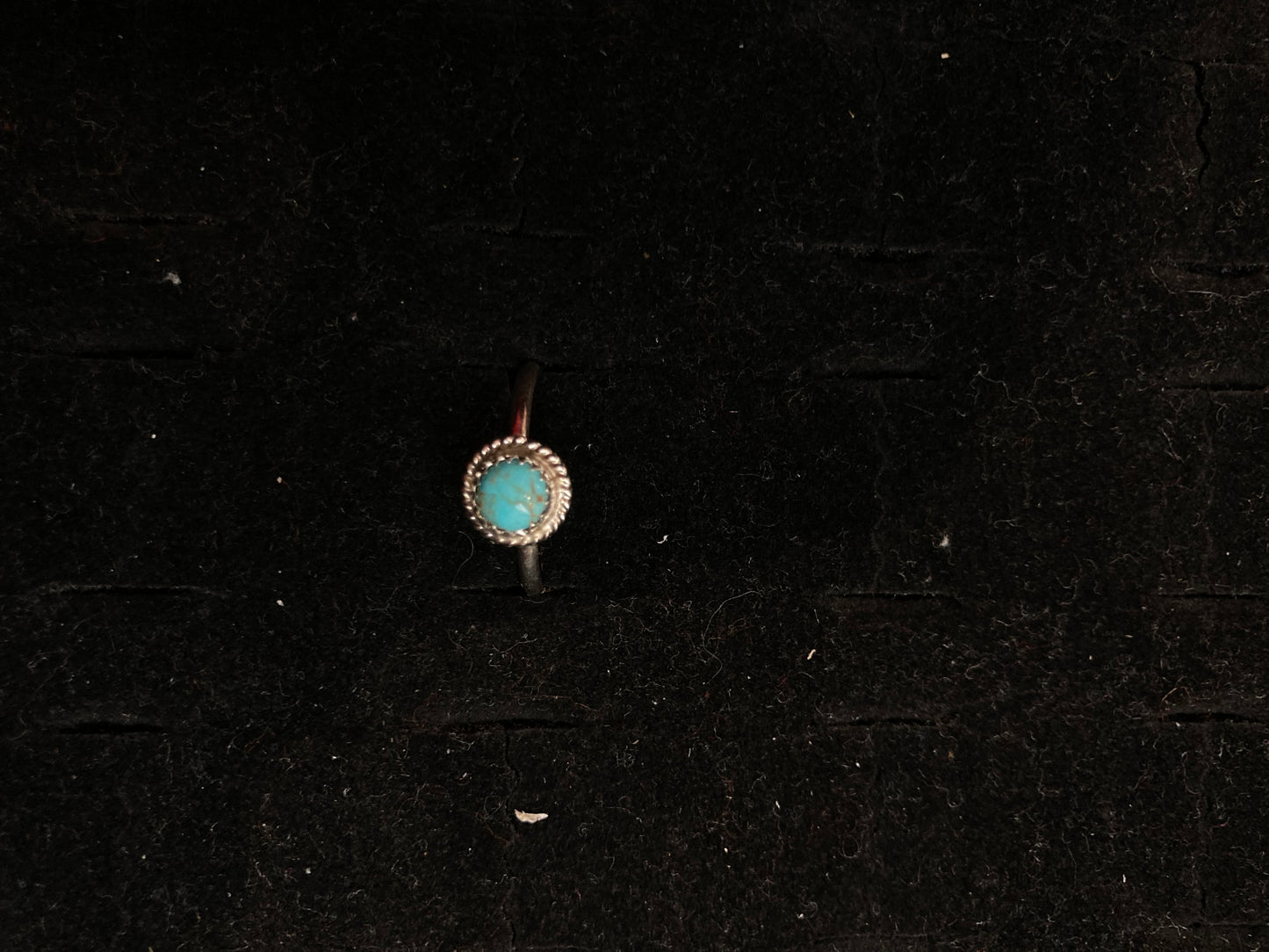 Turquoise Circle Rings with Thin Ring Band by Esther White, Navajo