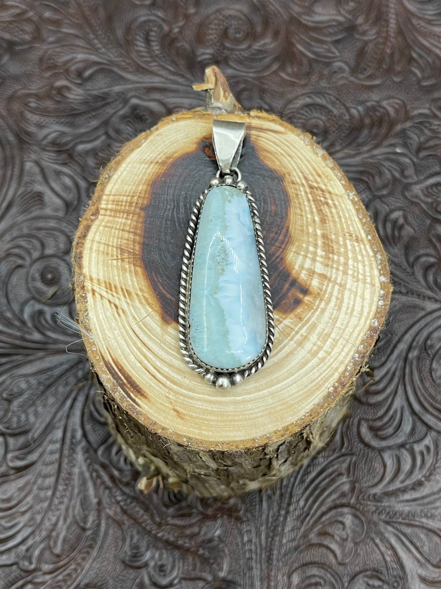 4.5mm Bale Larimar Pendant By Freda Martinez, Navajo