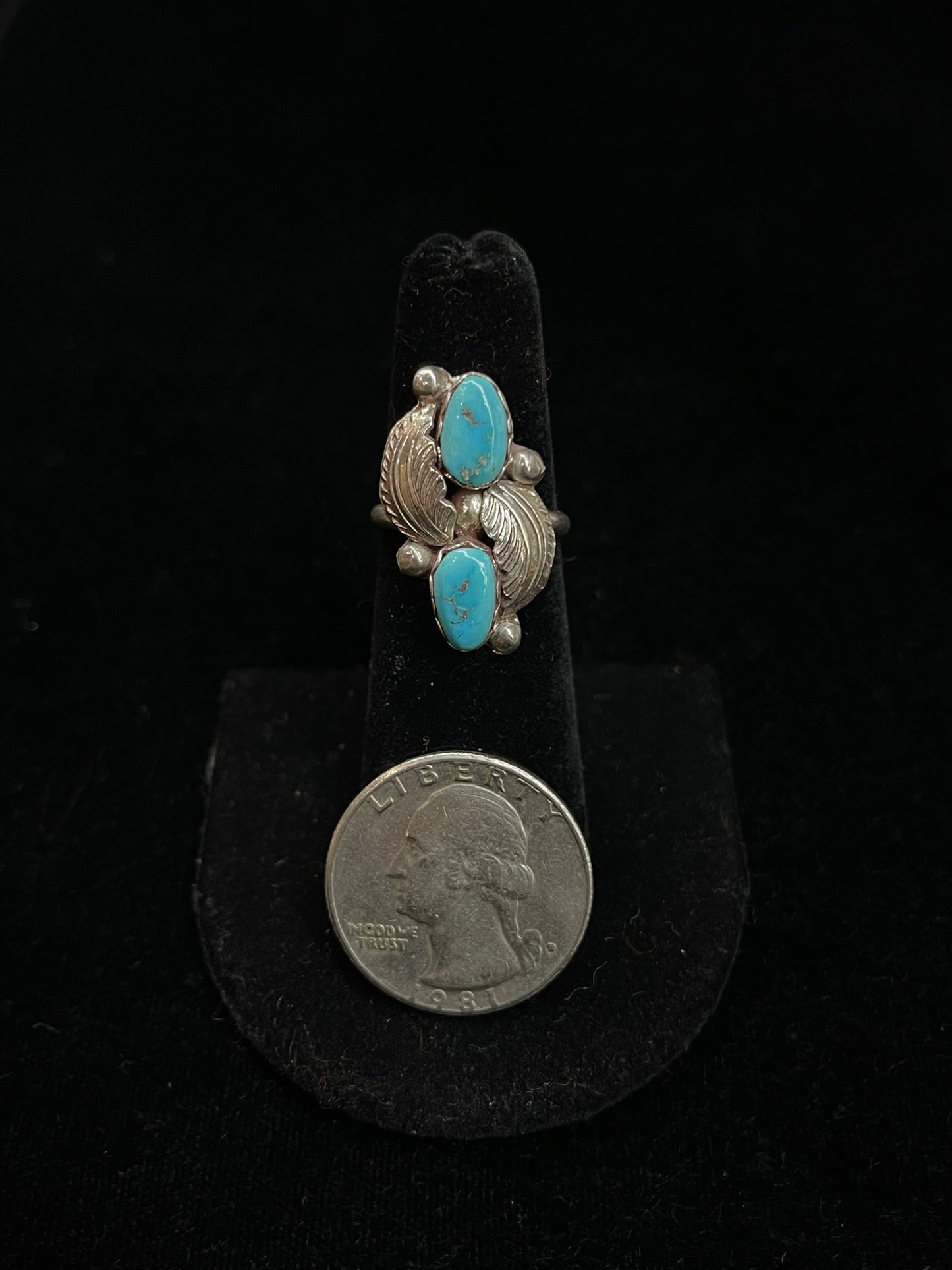 5.5 Two Stone Turquoise Ring