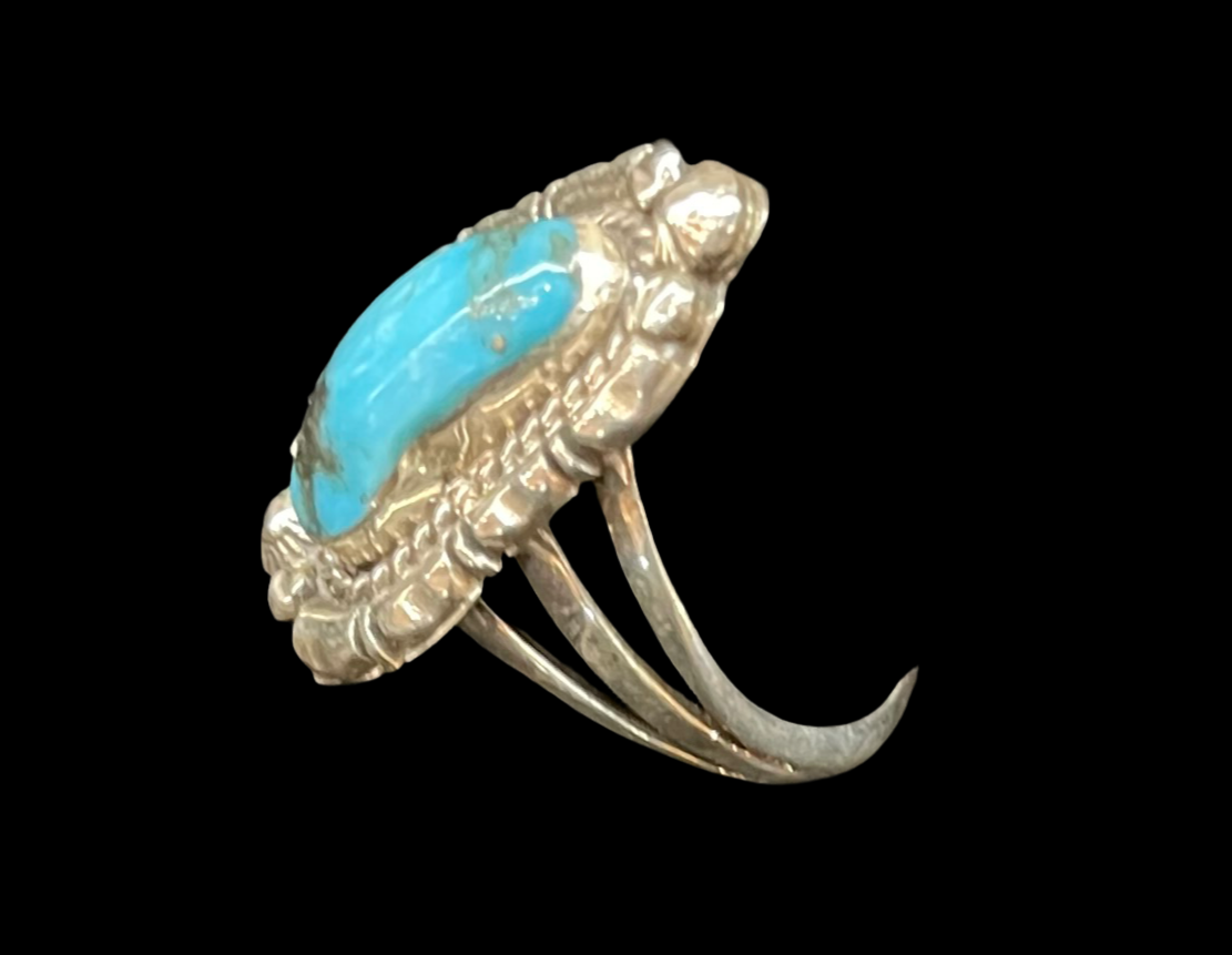 8.0 Turquoise Ring by Alice Sanders, Navajo