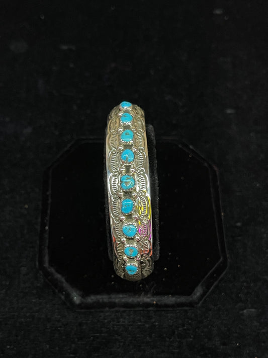 Turquoise Stone Cuff Bracelet by Glen & Irene Sandoval