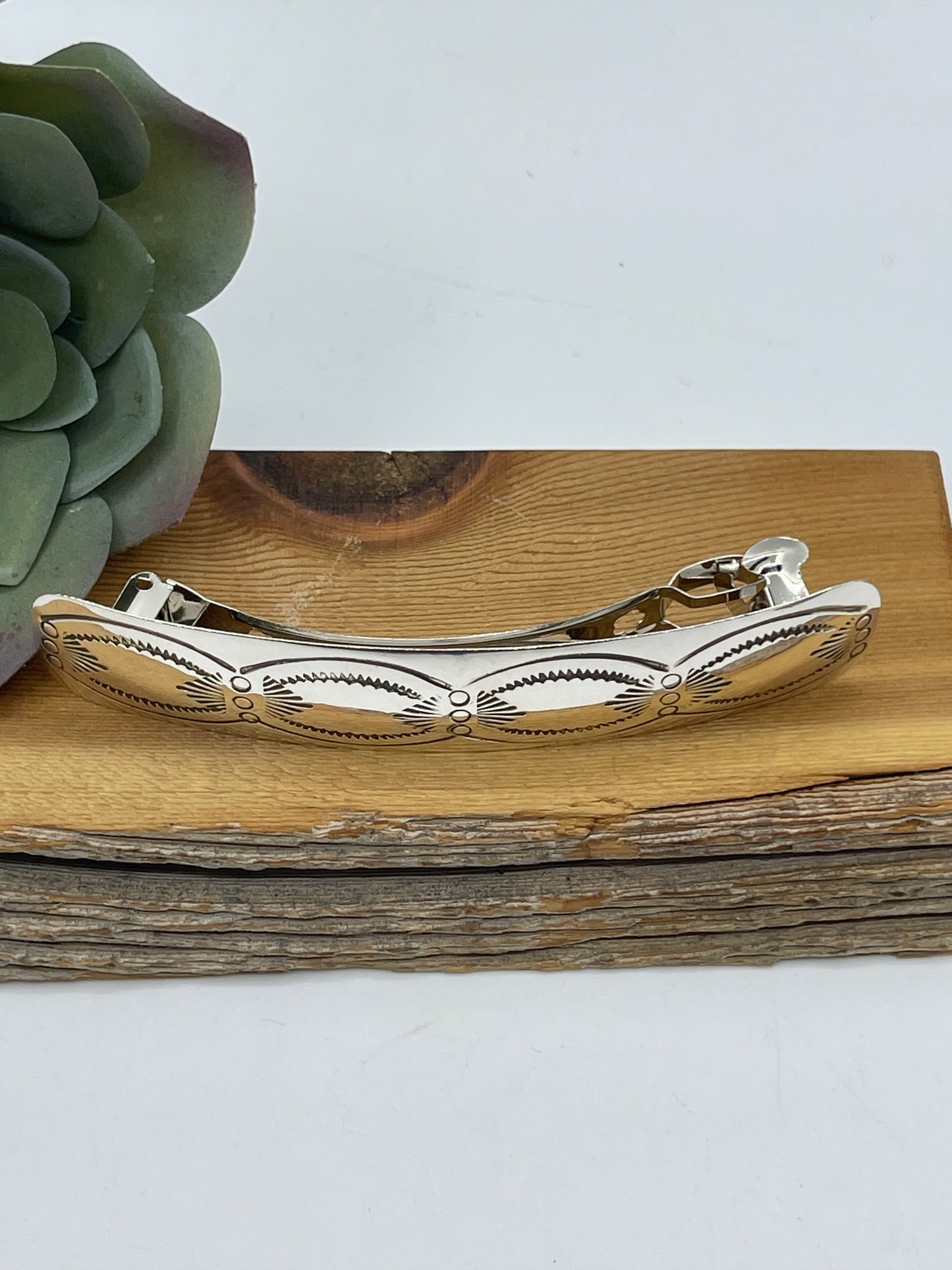 4"x1" Silver Hair Barrette by Jolene Begay, Navajo