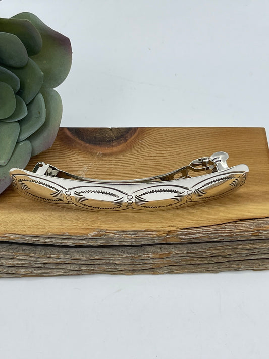 4"x1" Silver Hair Barrette by Jolene Begay, Navajo
