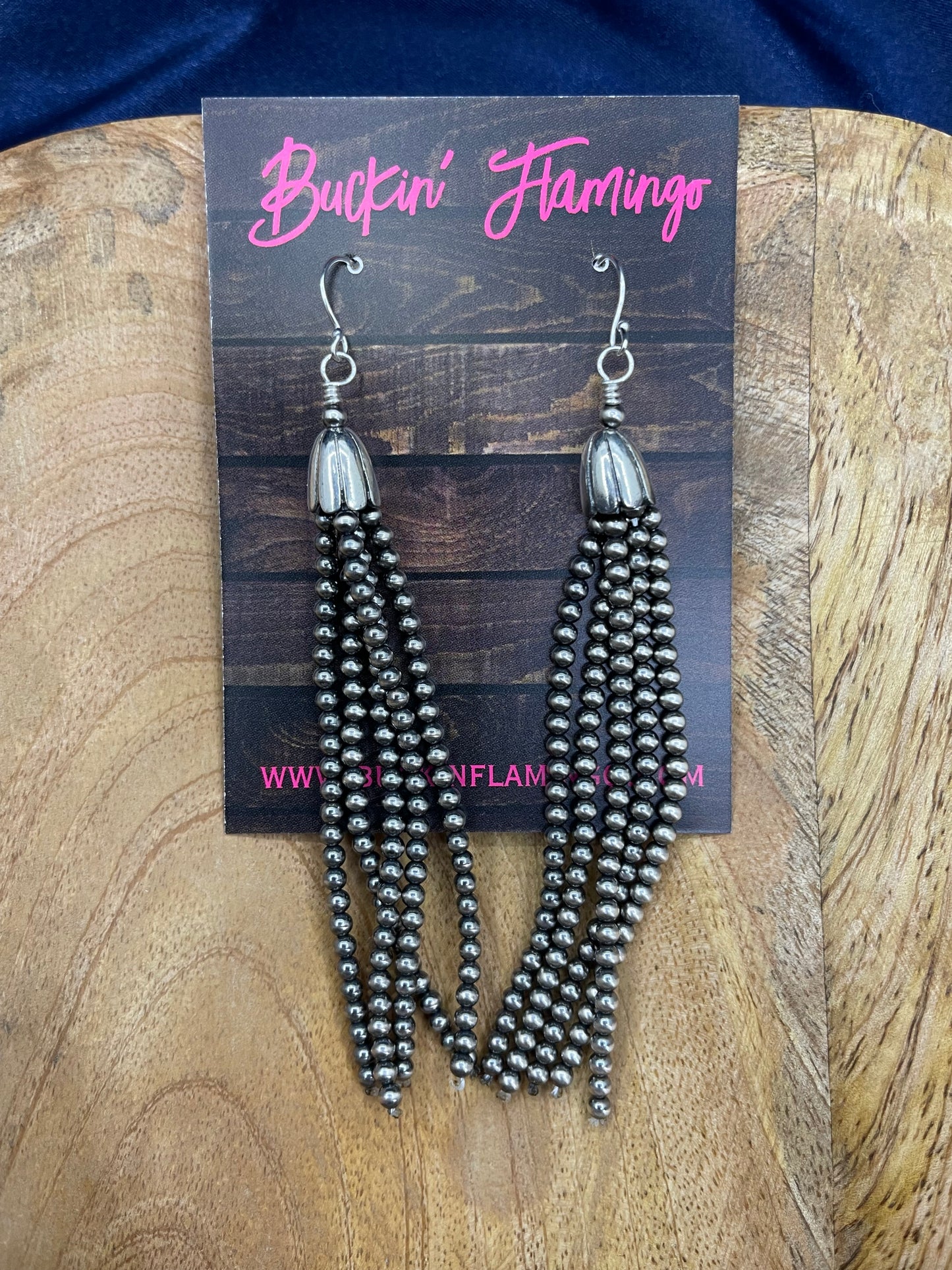 Navajo Style Pearl Tassel Earrings