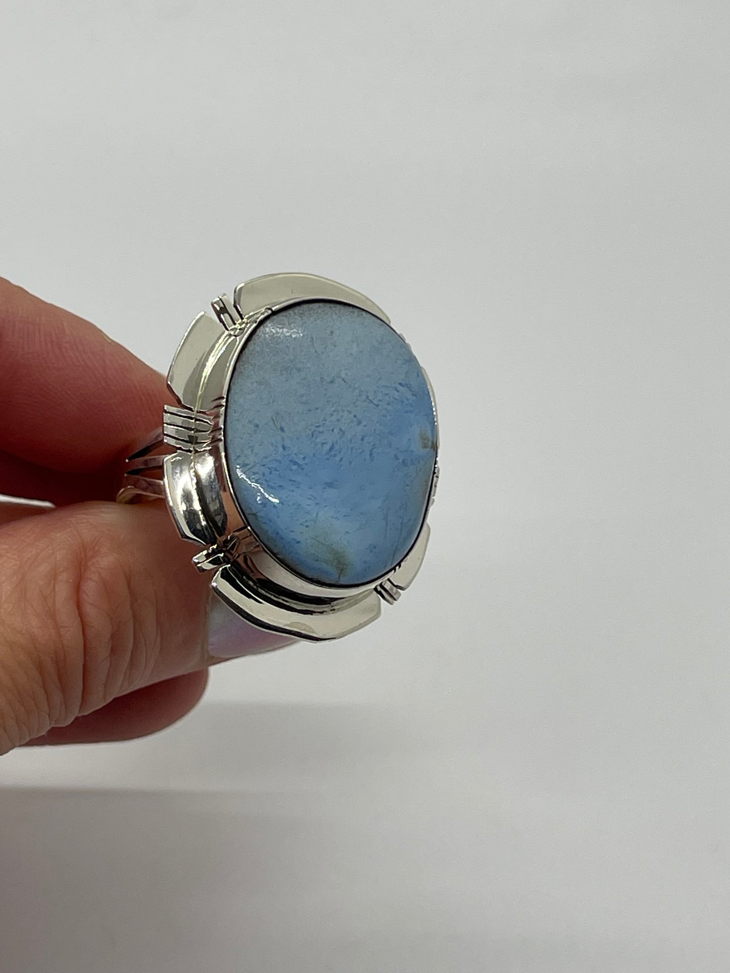 11.5 Golden Hills Turquoise Oval Ring by Evelyn Bahe, Navajo
