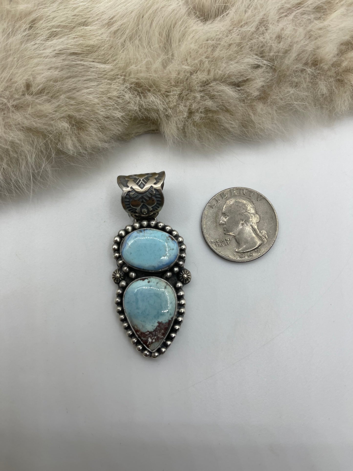 10mm Bail 2 Stone Golden Hills Turquoise Pendant
