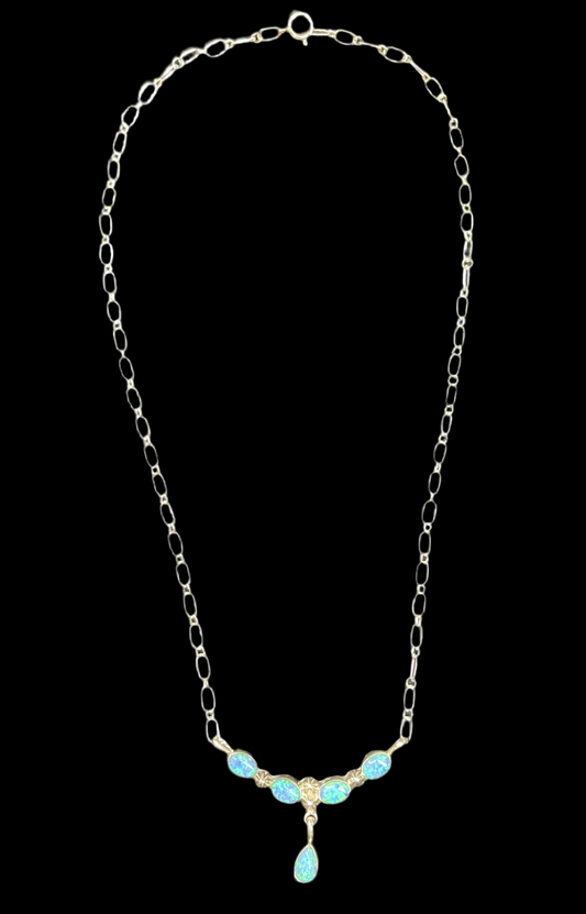 18" Blue Opal Necklace by Verley Betone, Navajo