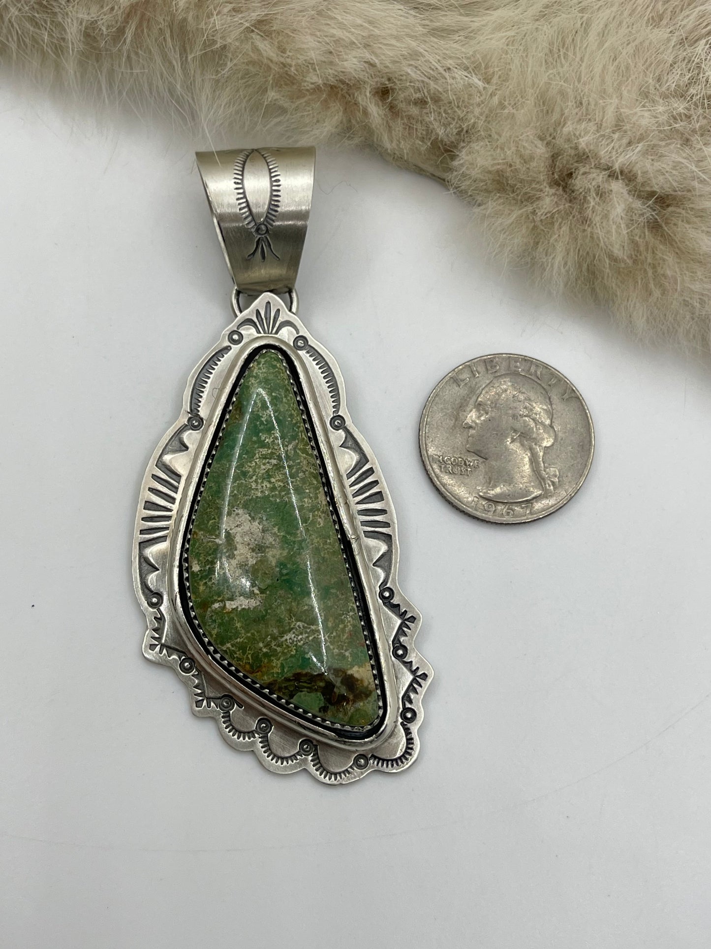 13.4mm Bail Emerald Valley Turquoise by J. Piaso, Jr. Navajo