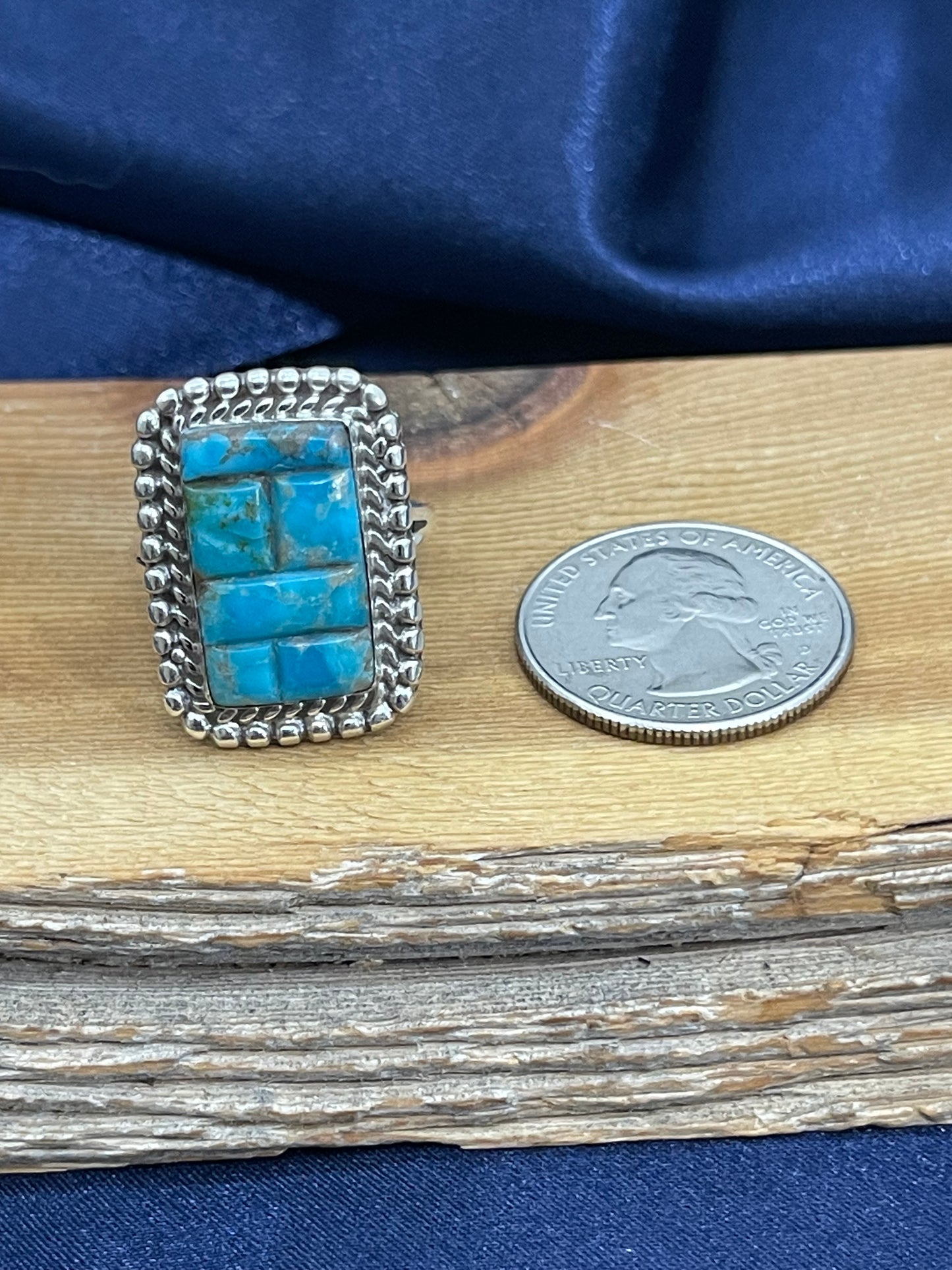 9.5 Turquoise Cobble Stone Inlay Ring