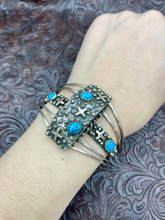 6.25" - 7.75" Cuff with Turquoise Stones