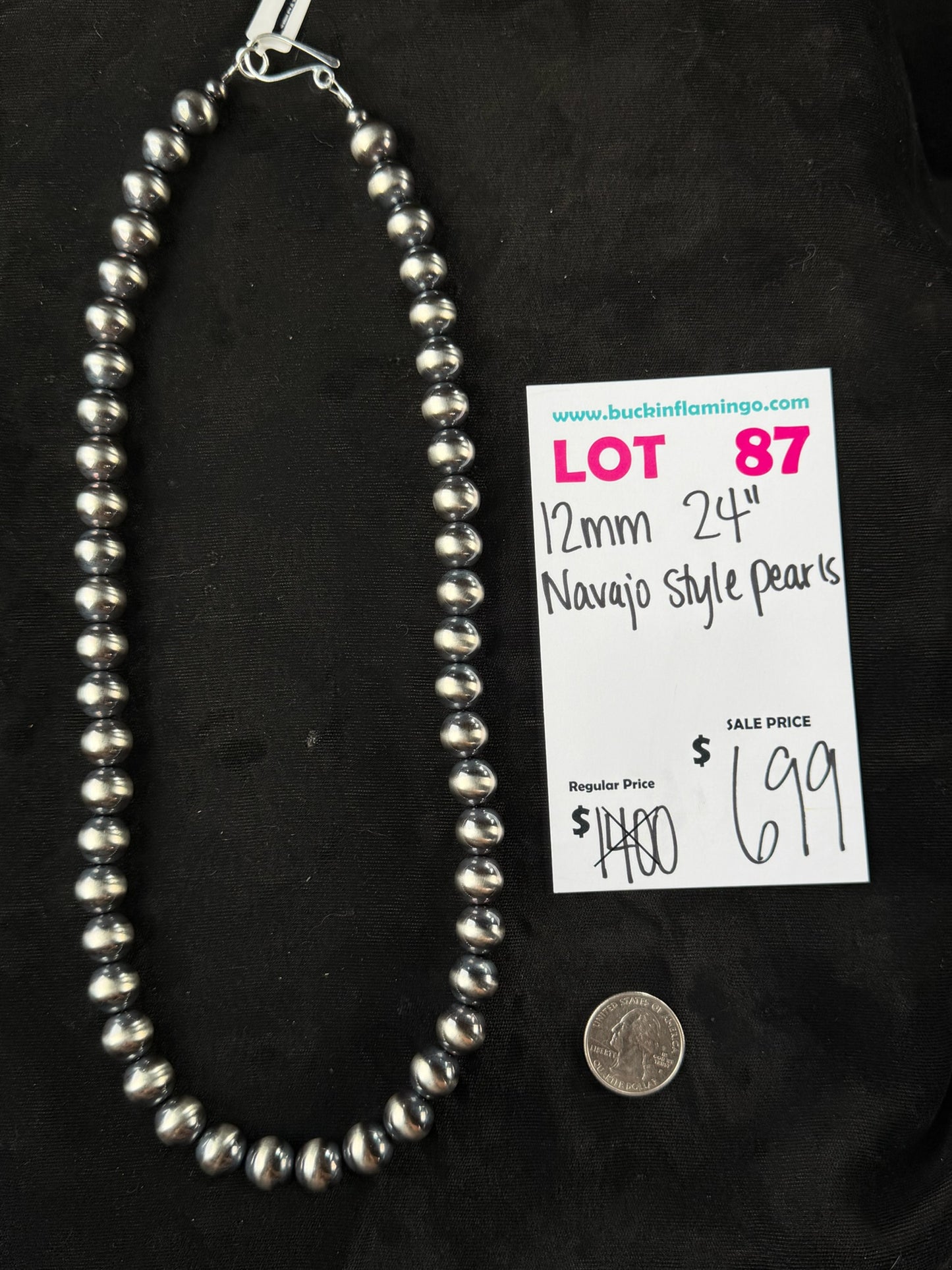 LOT 87 8/9 12mm 24" Navajo Style Pearls