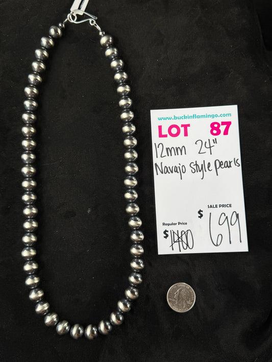 LOT 87 8/9 12mm 24" Navajo Style Pearls