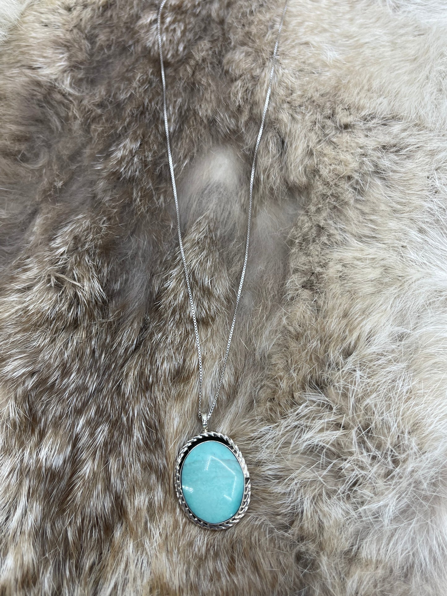 16" Turquoise Round Pendant by Sammie Burnside, Navajo