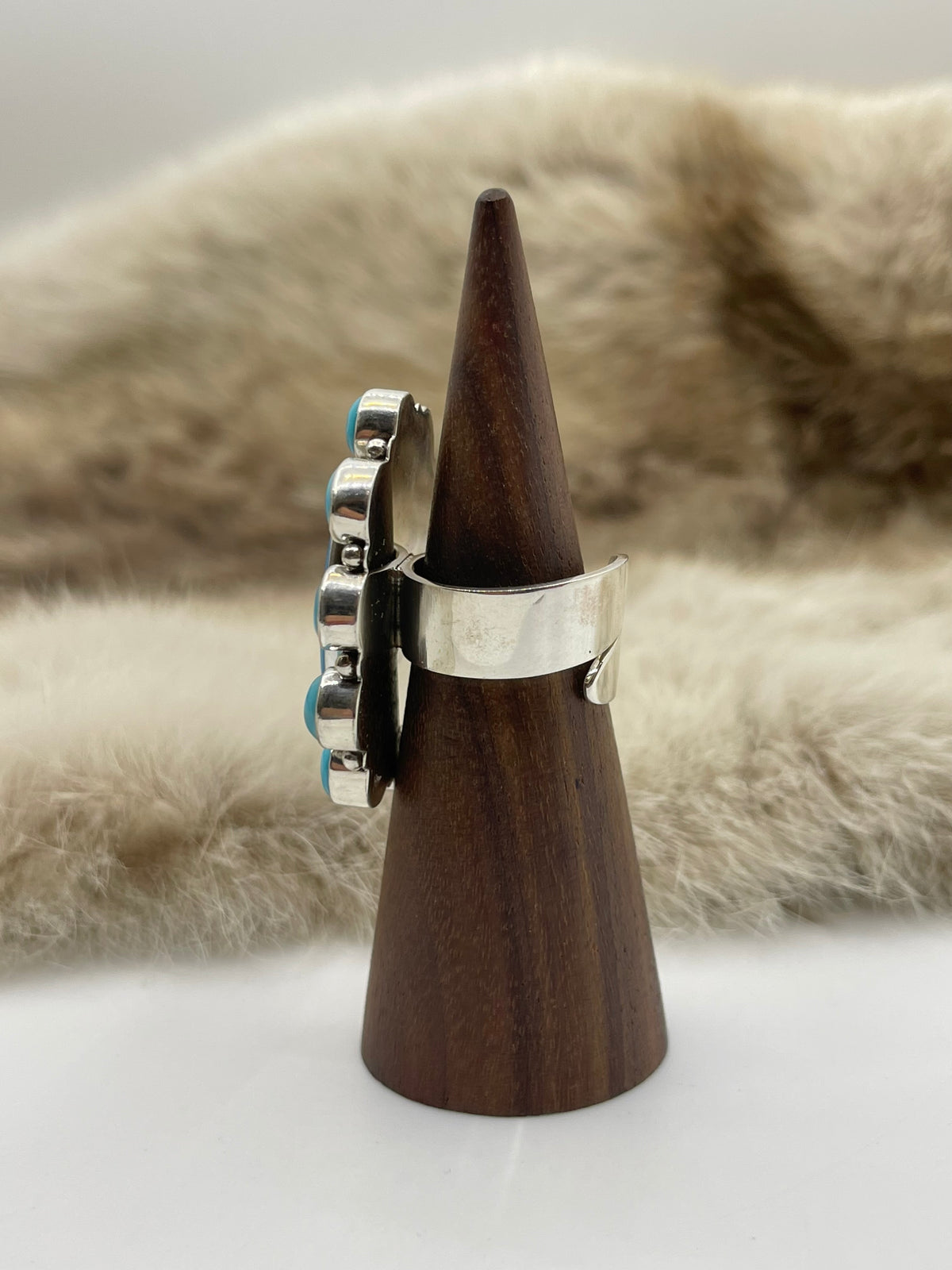 7.5 & Up Kingman Turquoise Adjustable Ring