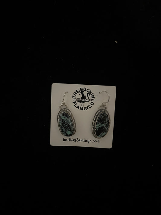 Mantis Turquoise Dangle Earrings by Boyd Ashley, Navajo