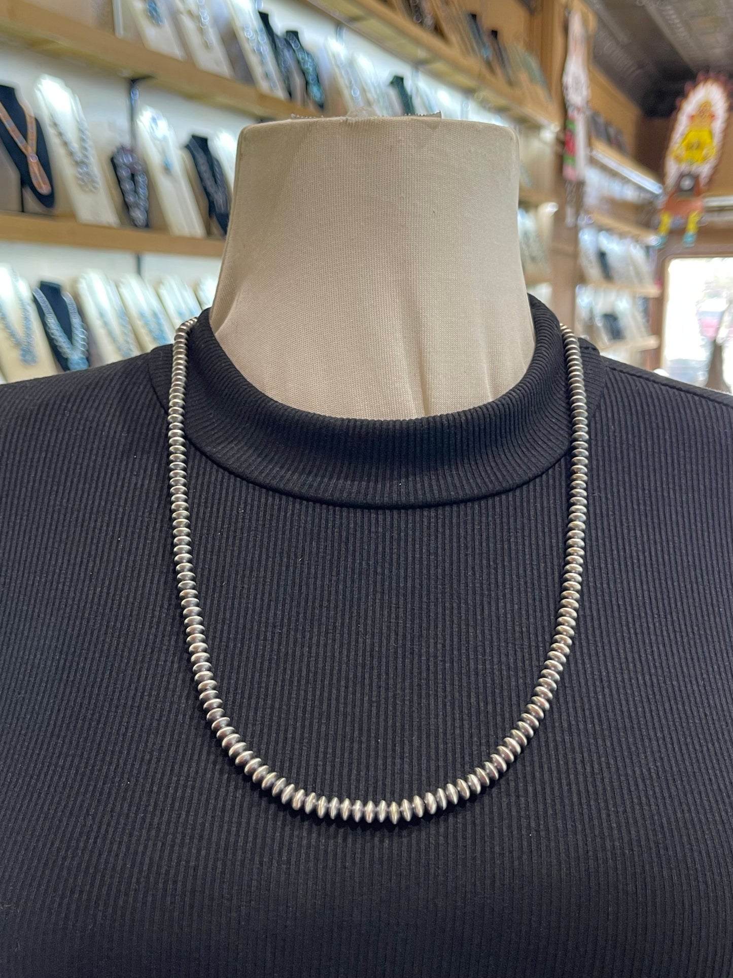 24" 6mm Handmade Navajo Pearls by Bryannen Halwood, Navajo