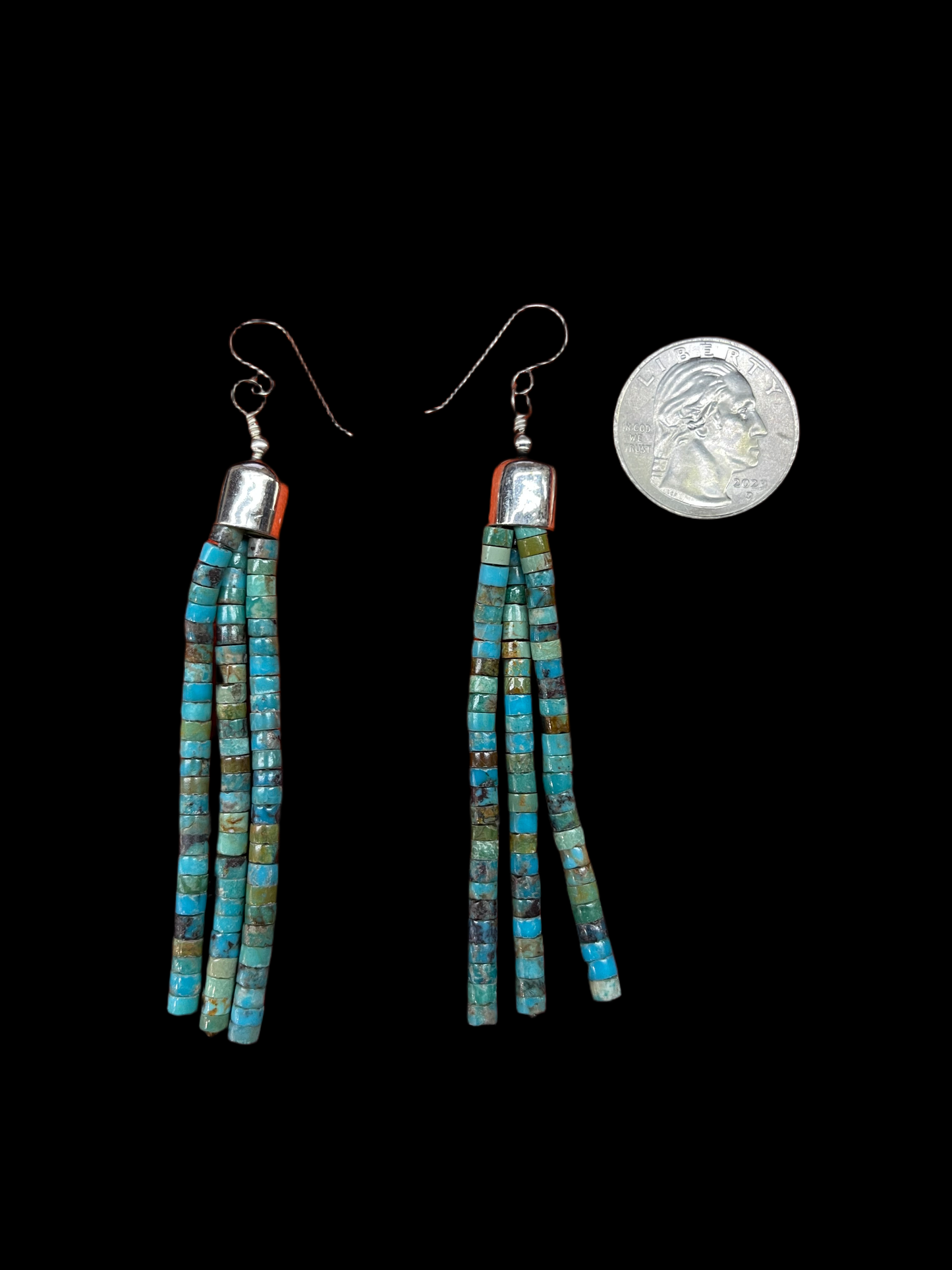 Turquoise Heishi Bead Tassle Dangles