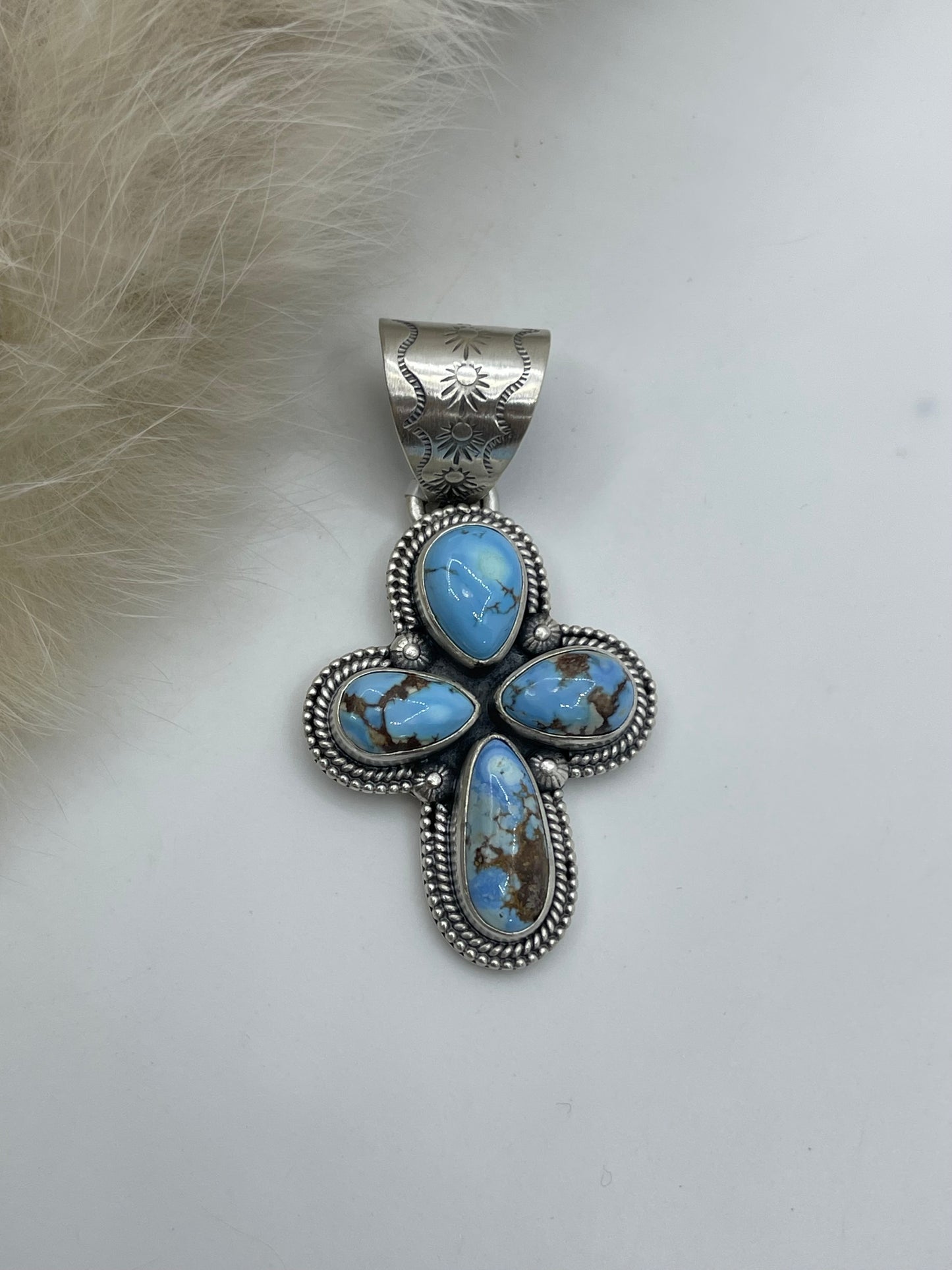 4 Stone Golden Hills Turquoise Cross Pendant