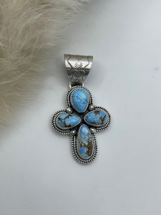 4 Stone Golden Hills Turquoise Cross Pendant