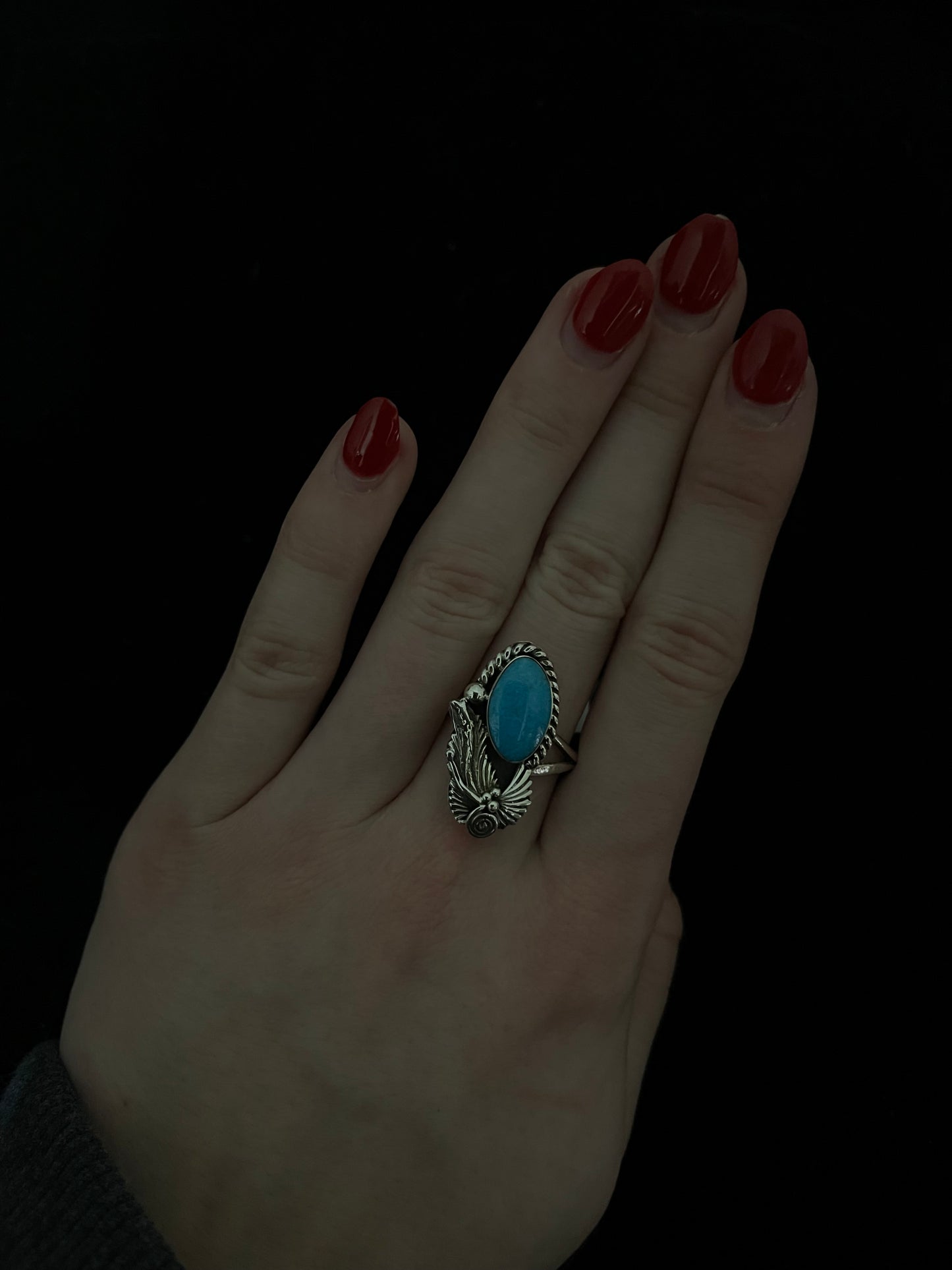 7.0 Semi Adjustable Turquoise Ring by Gwendolyn Burnside, Navajo