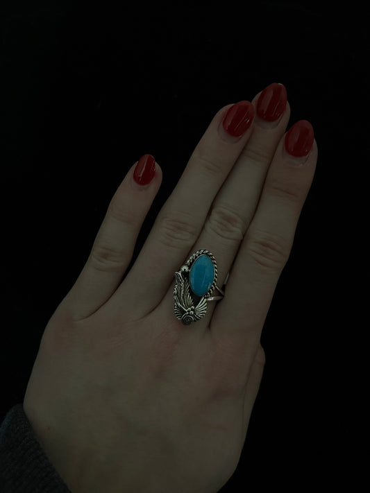 7.0 Semi Adjustable Turquoise Ring by Gwendolyn Burnside, Navajo