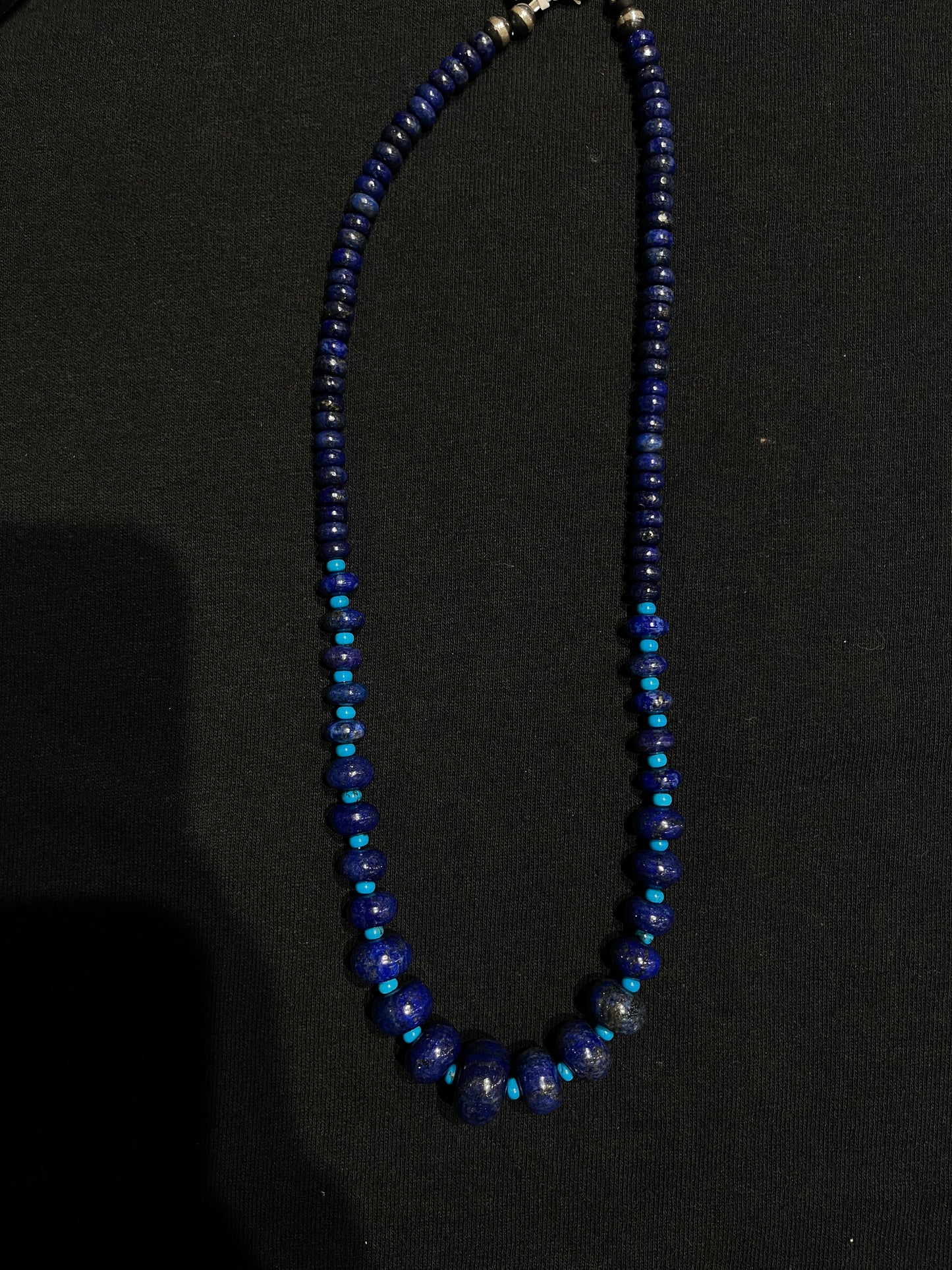 20" Graduated Lapis and Turquoise Stone Necklace