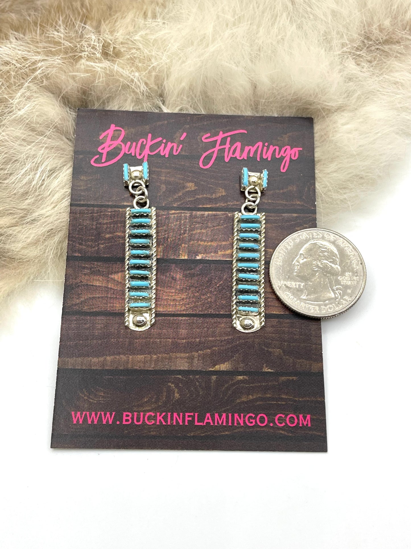 Zuni Needlepoint Turquoise Drop Dangle by Earrings Ashley Laate, Zuni