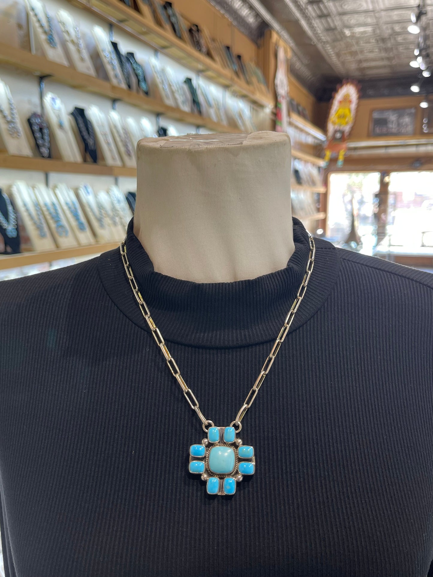 18" Sleeping Beauty Zia Symbol Necklace