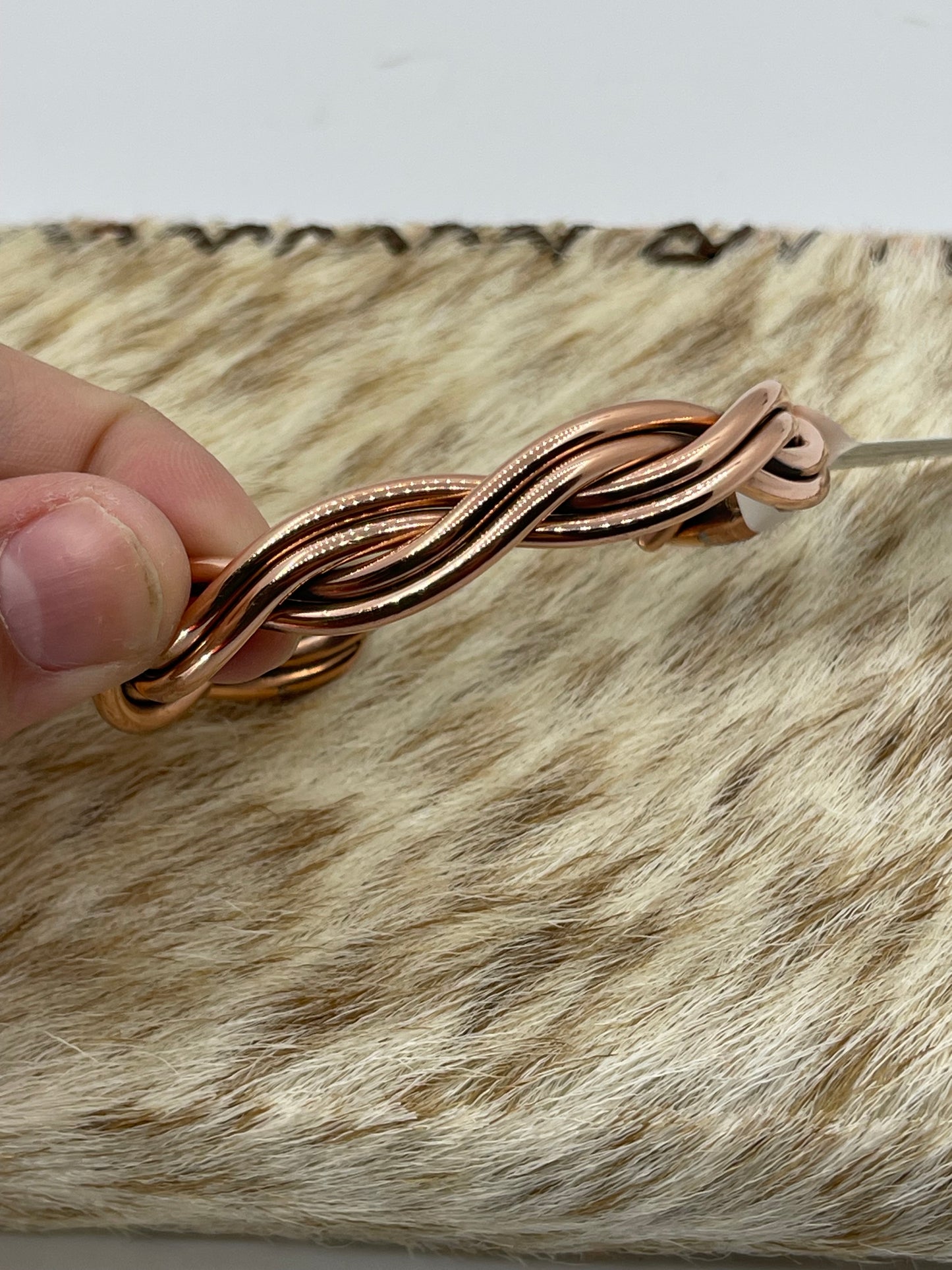 5"-6 1/2" Braided 4 Wire Copper Cuff by Elaine Tahe, Navajo