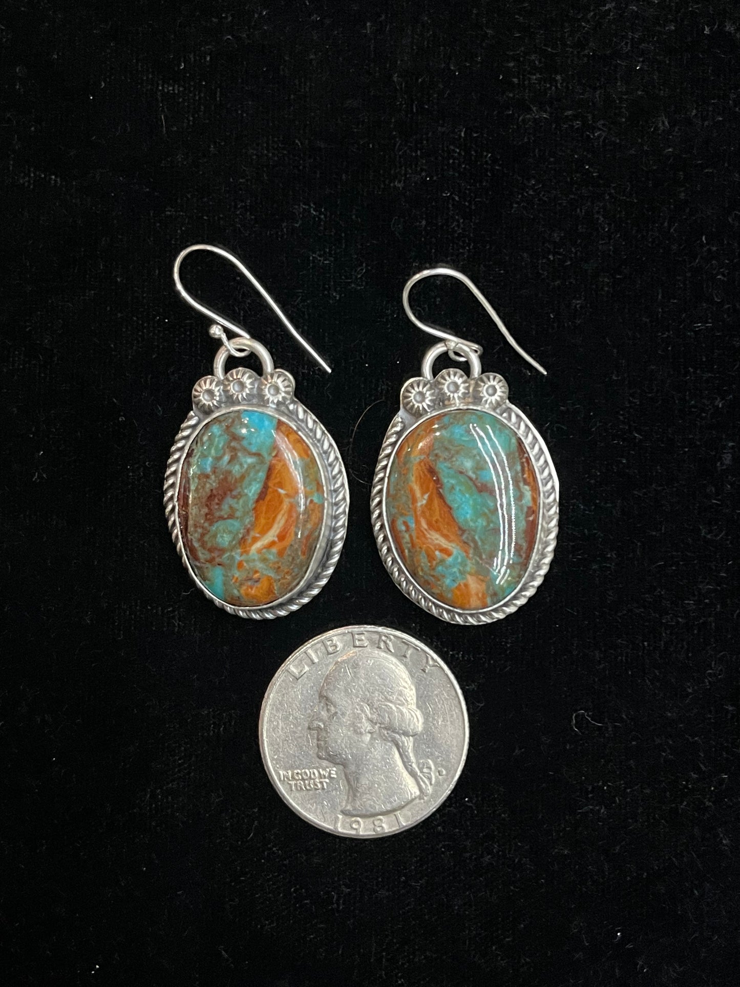 Thunderbird Turquoise Dangle Earrings by Boyd Ashley, Navajo